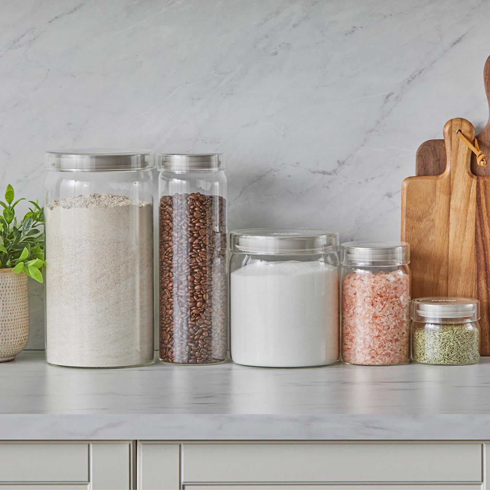 5-Piece Glass Canister Set 8 5-Piece Glass Canister Set
