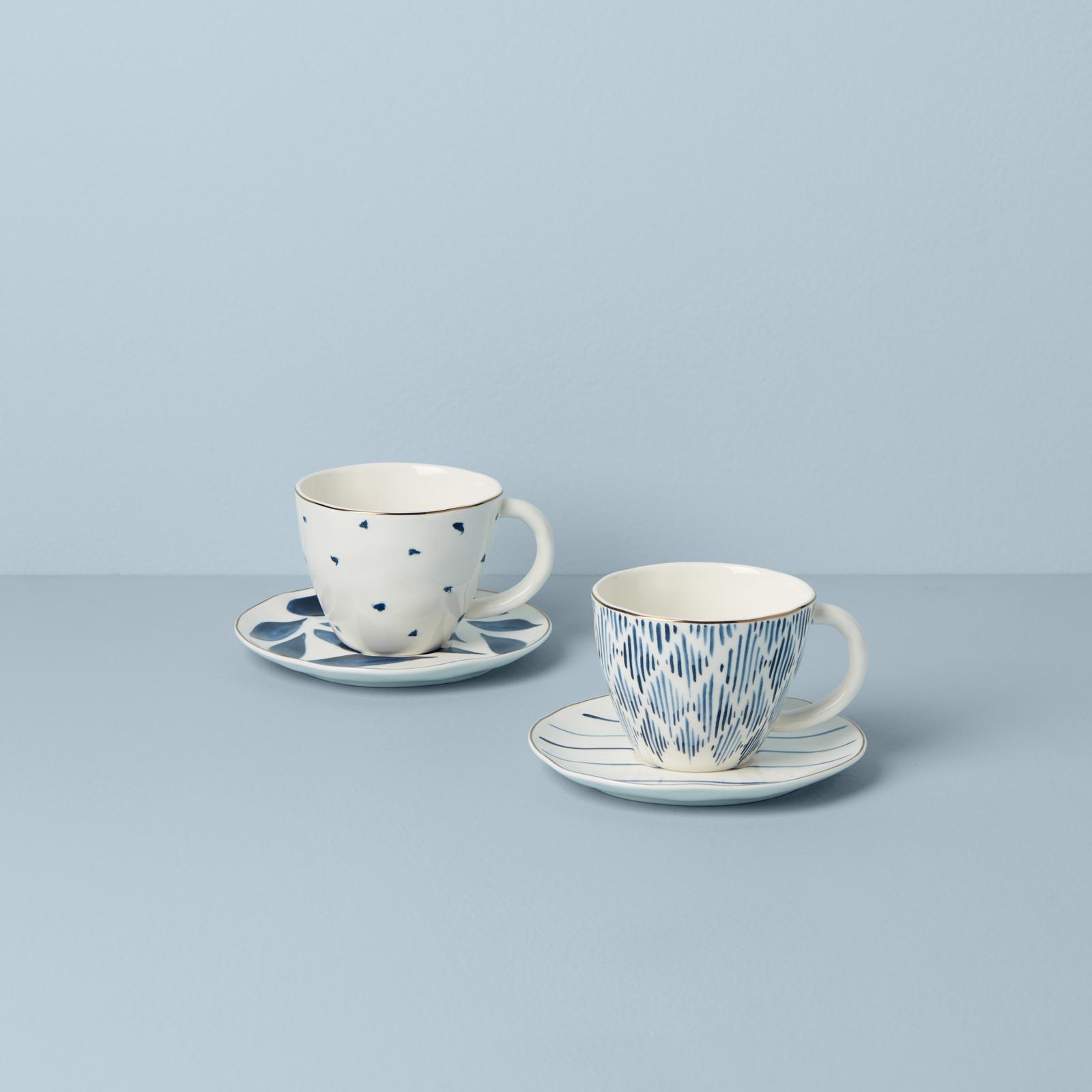 Blue Bay 4-Piece Teacup & Saucer Set 1 Blue Bay 4-Piece Teacup & Saucer Set