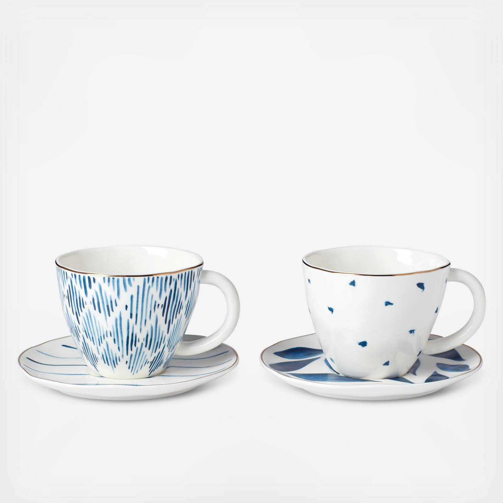 Blue Bay 4-Piece Teacup & Saucer Set 2 Blue Bay 4-Piece Teacup & Saucer Set