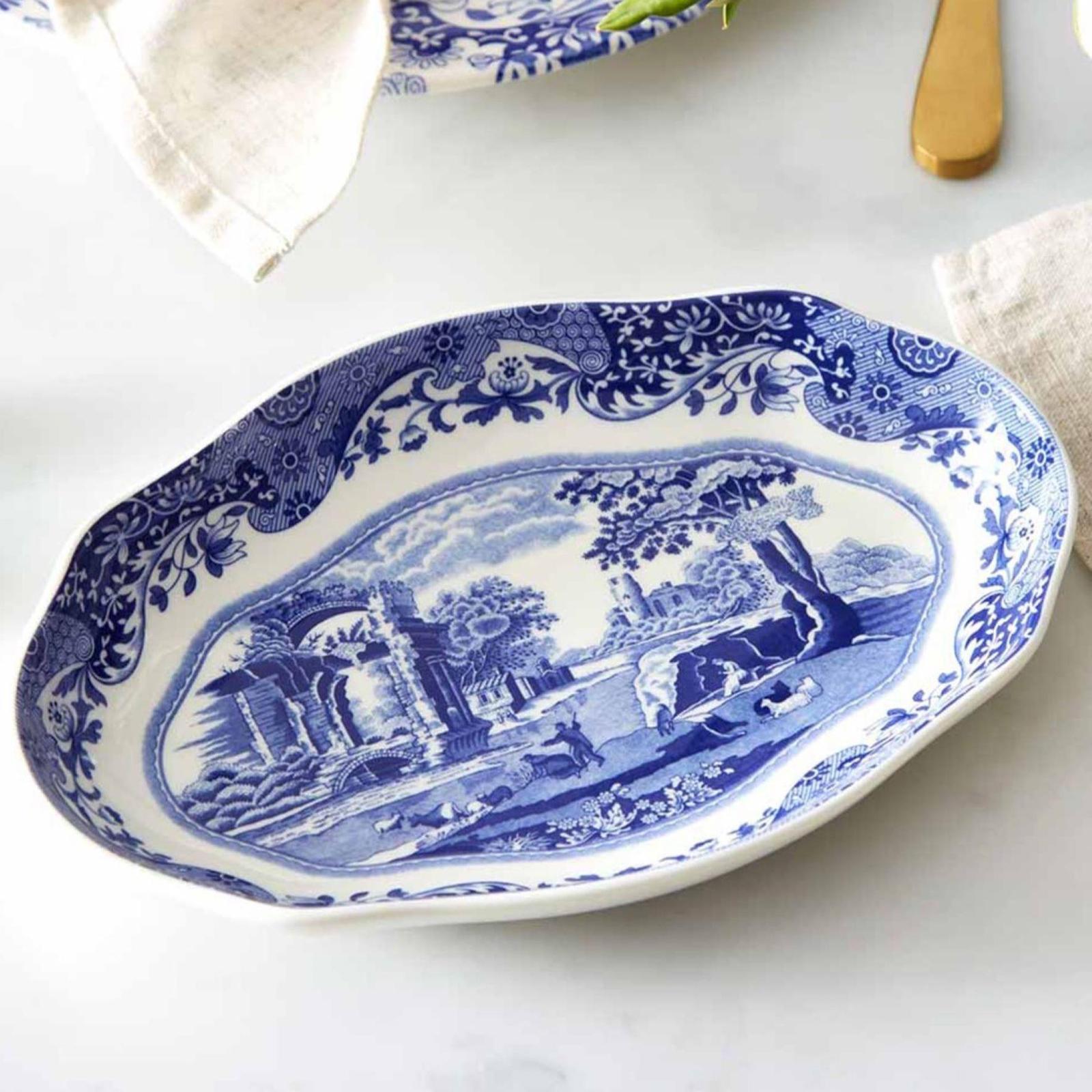 Blue Italian Oval Pickle Dish 4 Blue Italian Oval Pickle Dish