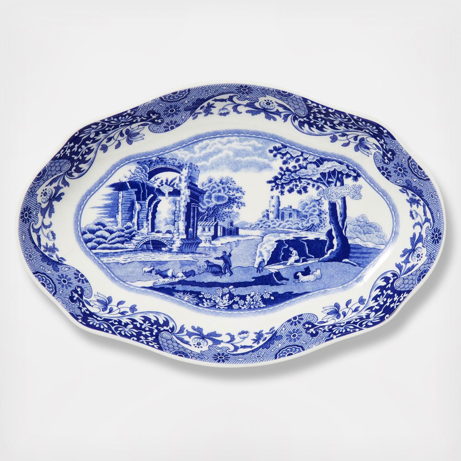 Blue Italian Oval Pickle Dish