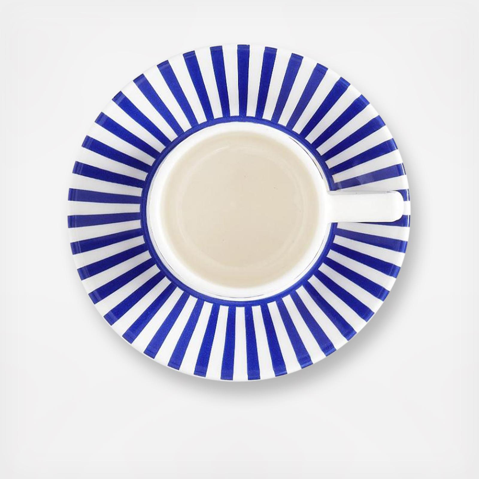 Blue Italian Steccato Espresso Cup & Saucer 3 Blue Italian Steccato Espresso Cup & Saucer