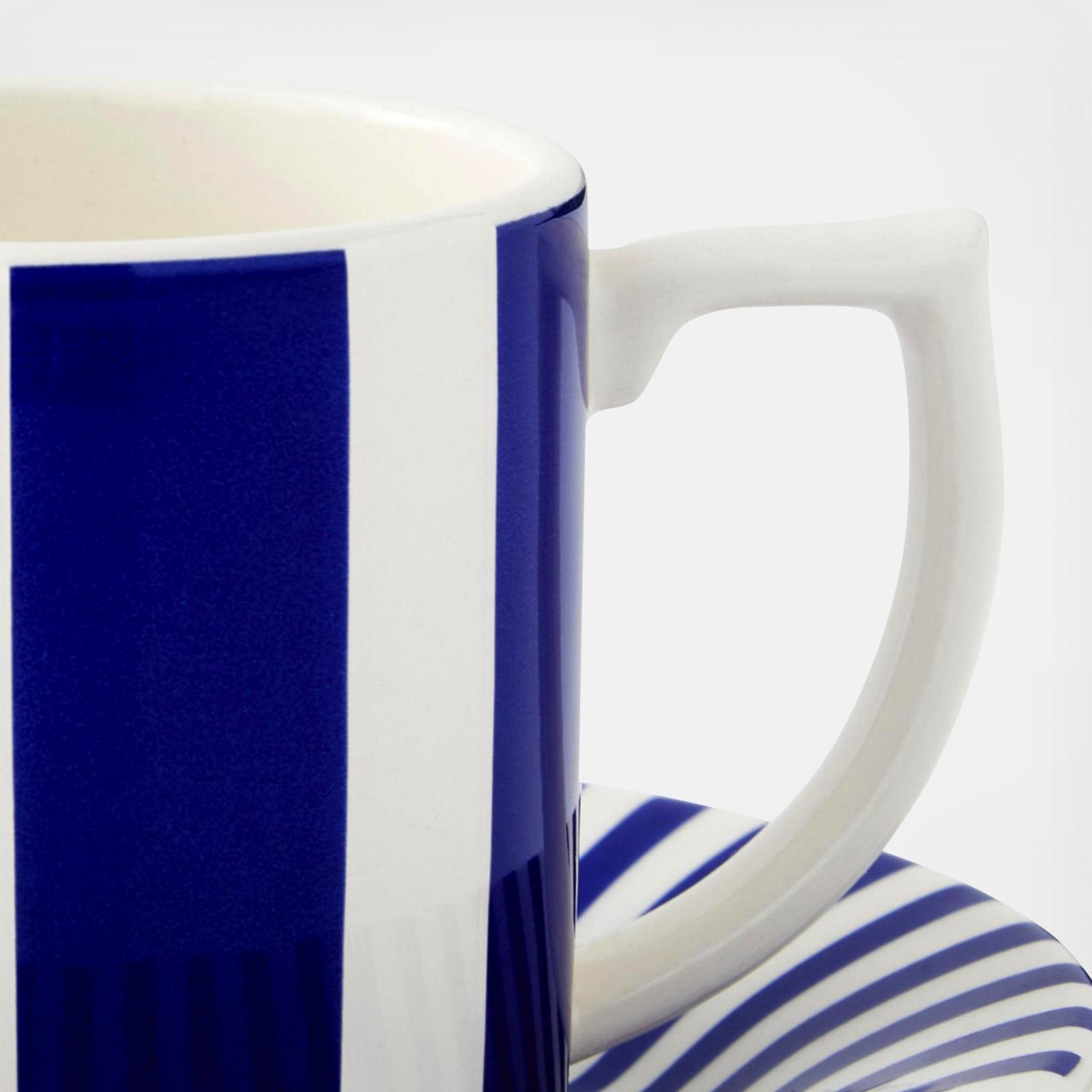 Blue Italian Steccato Espresso Cup & Saucer 4 Blue Italian Steccato Espresso Cup & Saucer