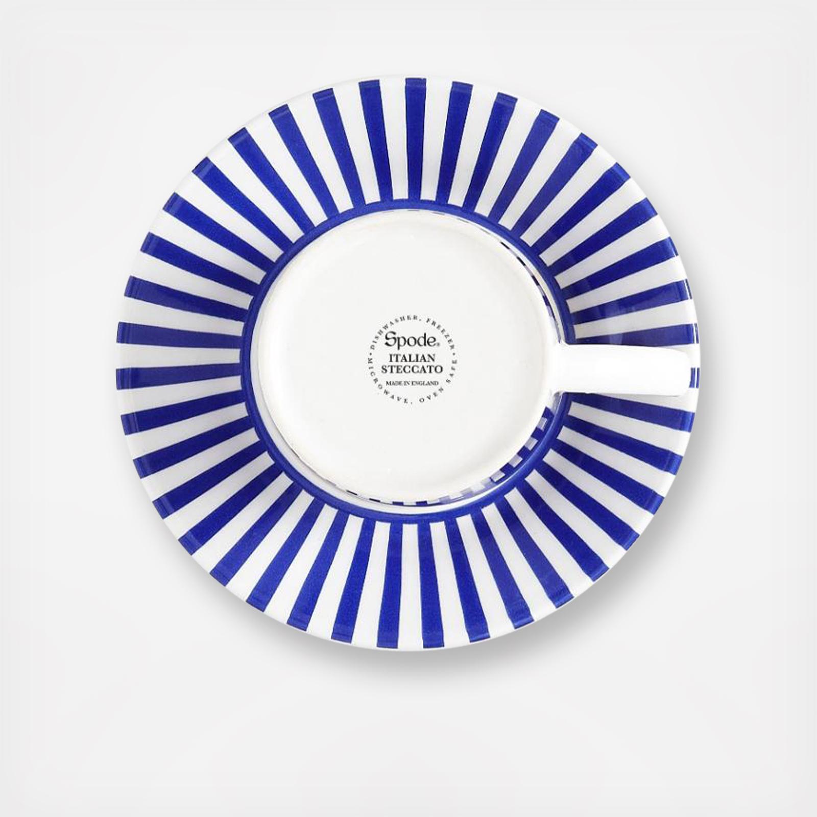 Blue Italian Steccato Espresso Cup & Saucer 5 Blue Italian Steccato Espresso Cup & Saucer