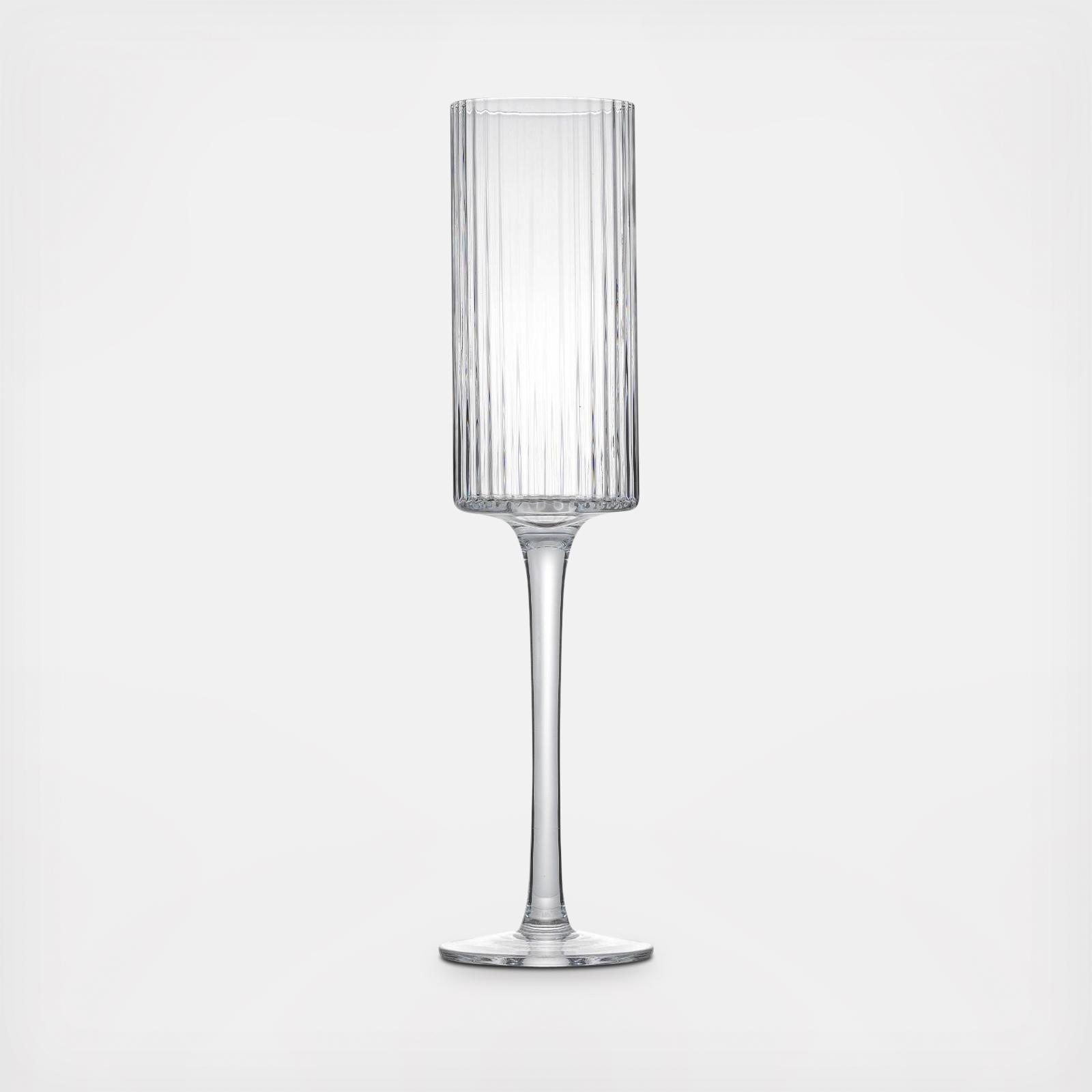 Elle Fluted Cylinder Champagne Glass, Set of 2 2 Elle Fluted Cylinder Champagne Glass, Set of 2