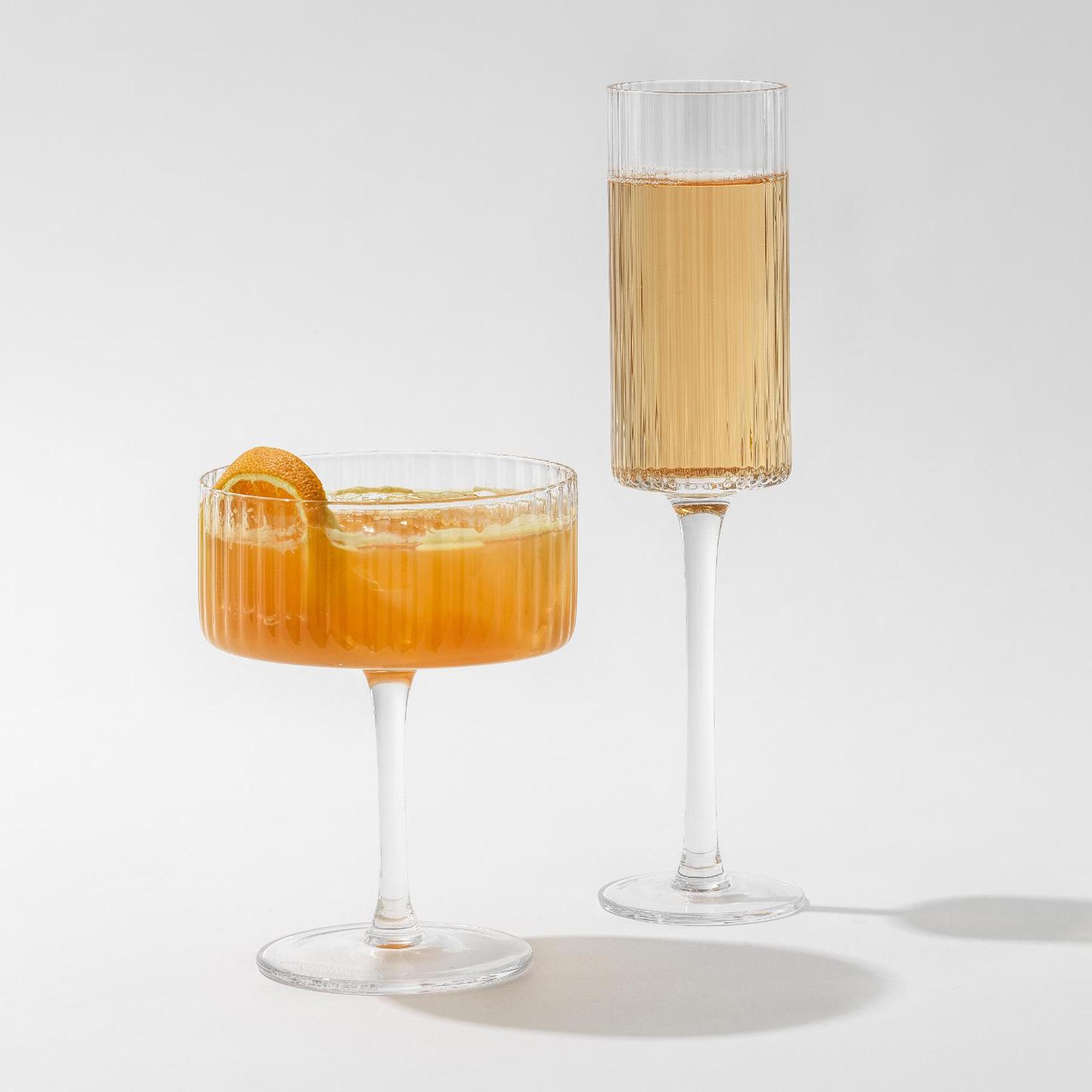 Elle Fluted Cylinder Champagne Glass, Set of 2 3 Elle Fluted Cylinder Champagne Glass, Set of 2