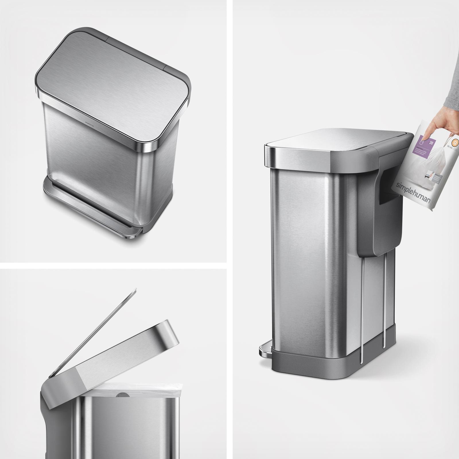 Large Stainless Steel Rectangular Step Can with Liner Pocket 7 Large Stainless Steel Rectangular Step Can with Liner Pocket