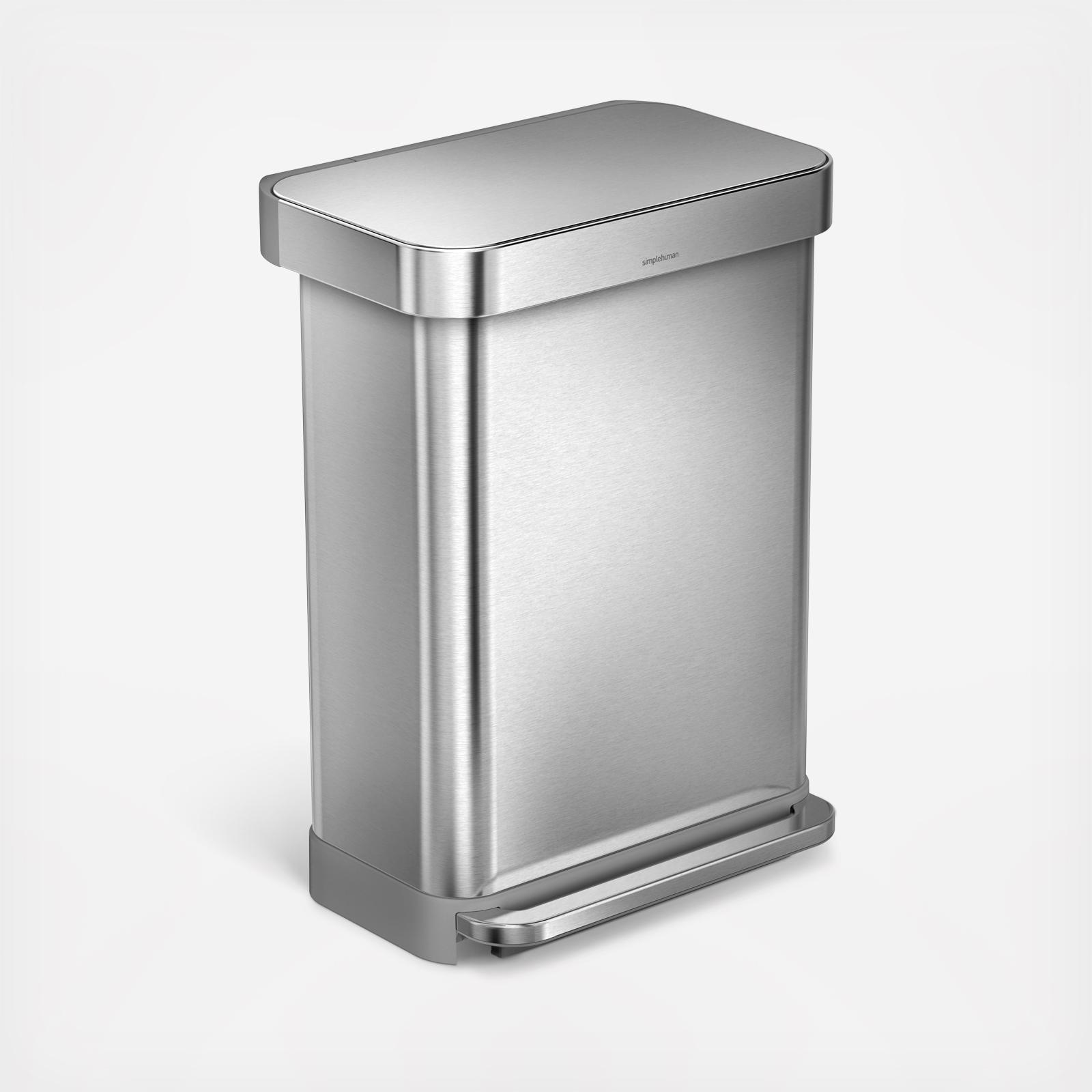 Large Stainless Steel Rectangular Step Can with Liner Pocket 8 Large Stainless Steel Rectangular Step Can with Liner Pocket
