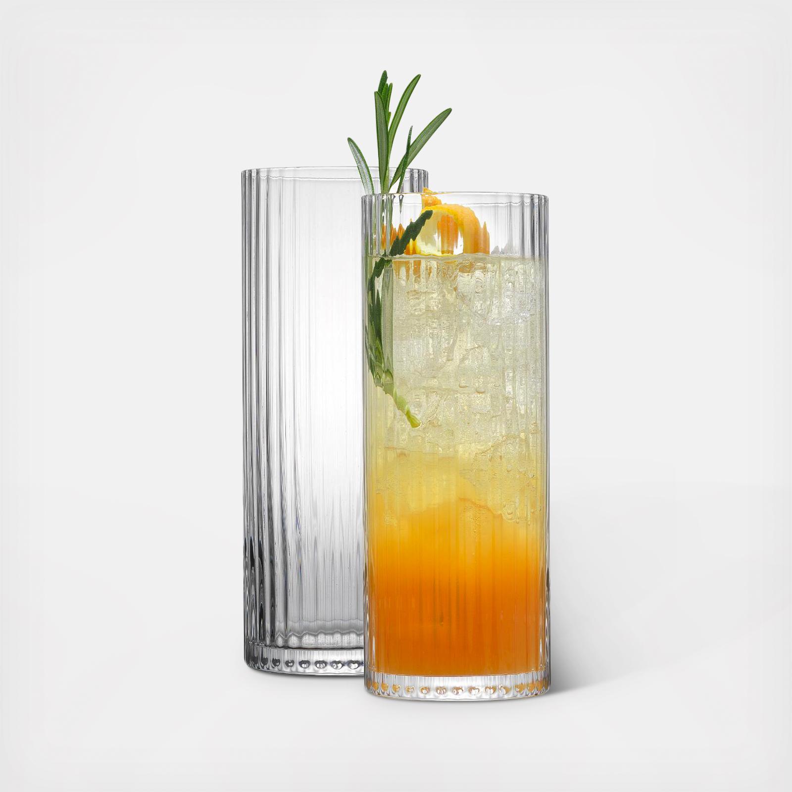 Elle Fluted Highball Juice Tumblers Glass, Set of 2 17 Elle Fluted Highball Juice Tumblers Glass, Set of 2