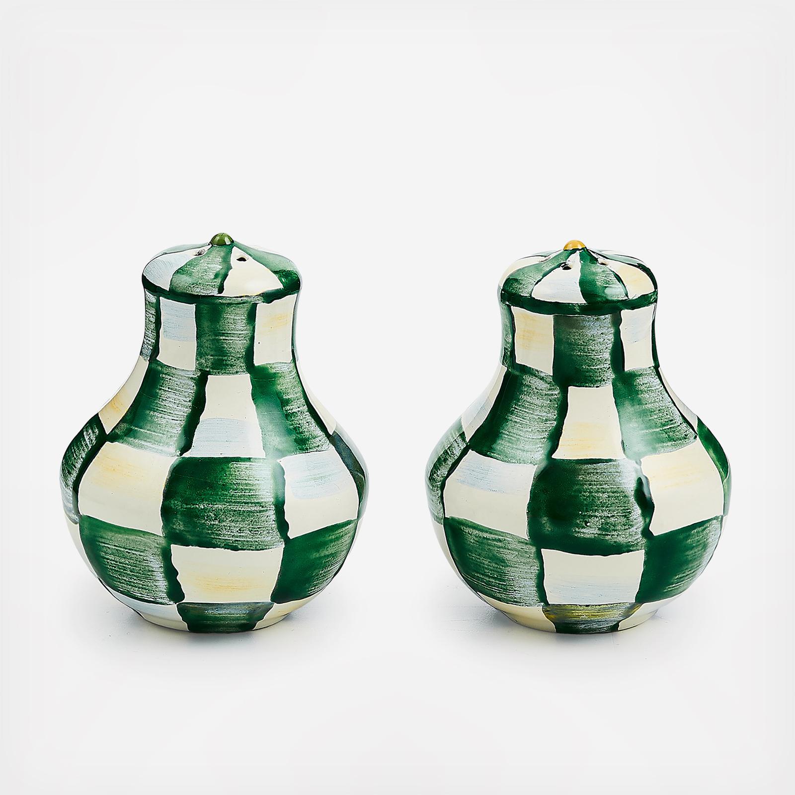 Emerald Check Steel Salt & Pepper Shakers 17 Emerald Check Steel Salt & Pepper Shakers