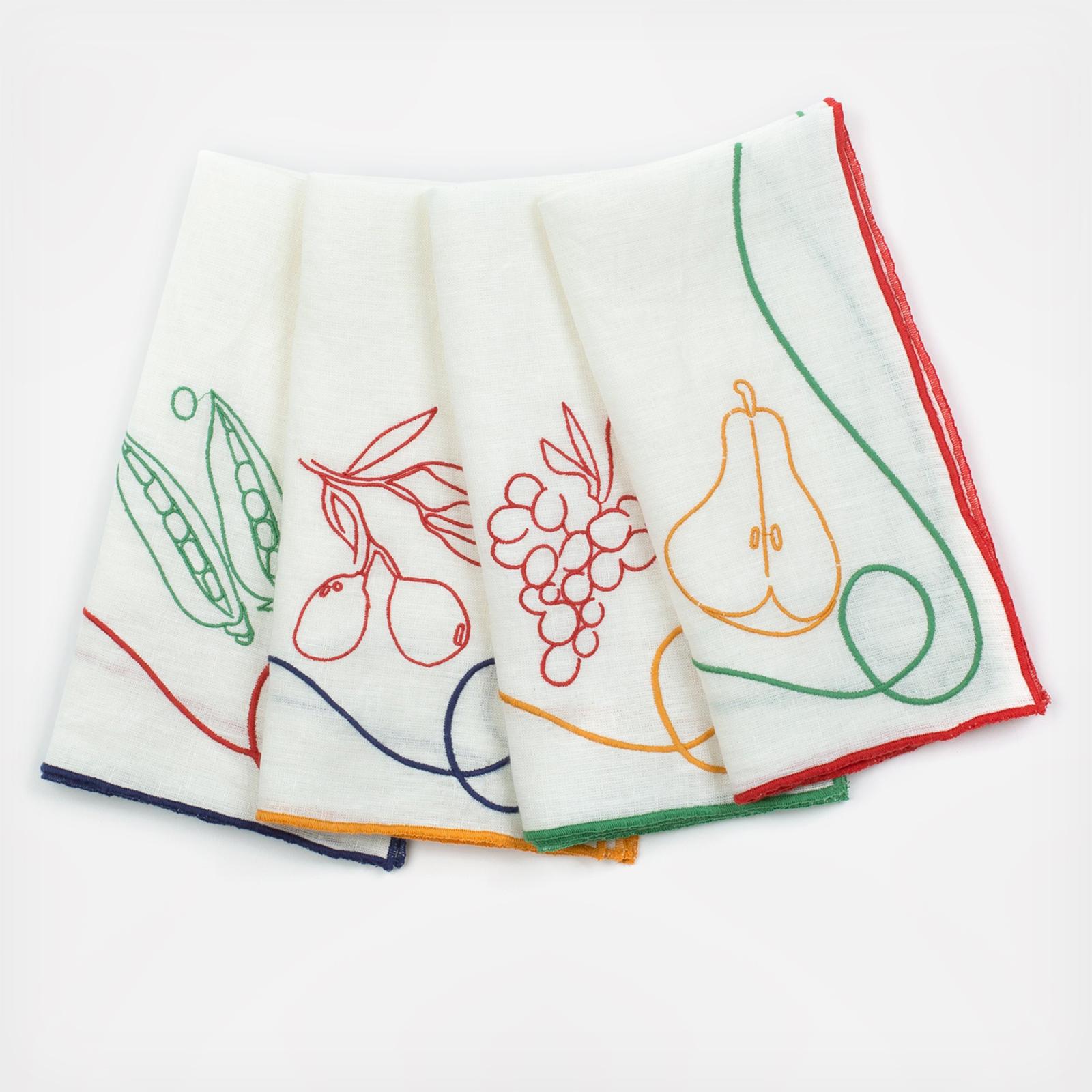 Fete Embroidered Napkin, Set of 4 2 Fete Embroidered Napkin, Set of 4
