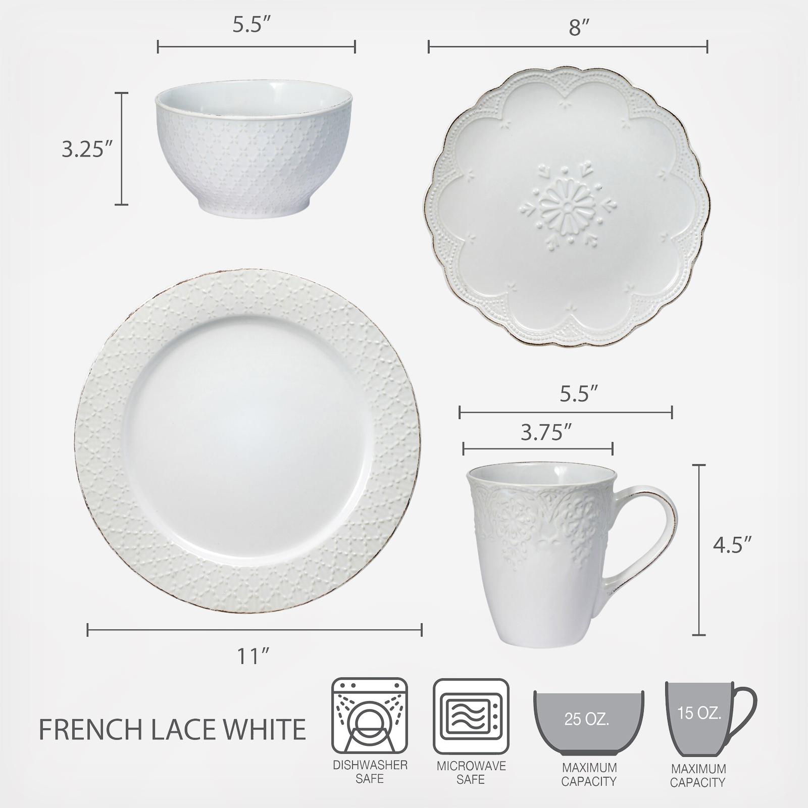 French Lace 16-Piece Dinnerware Set, Service for 4 6 French Lace 16-Piece Dinnerware Set, Service for 4