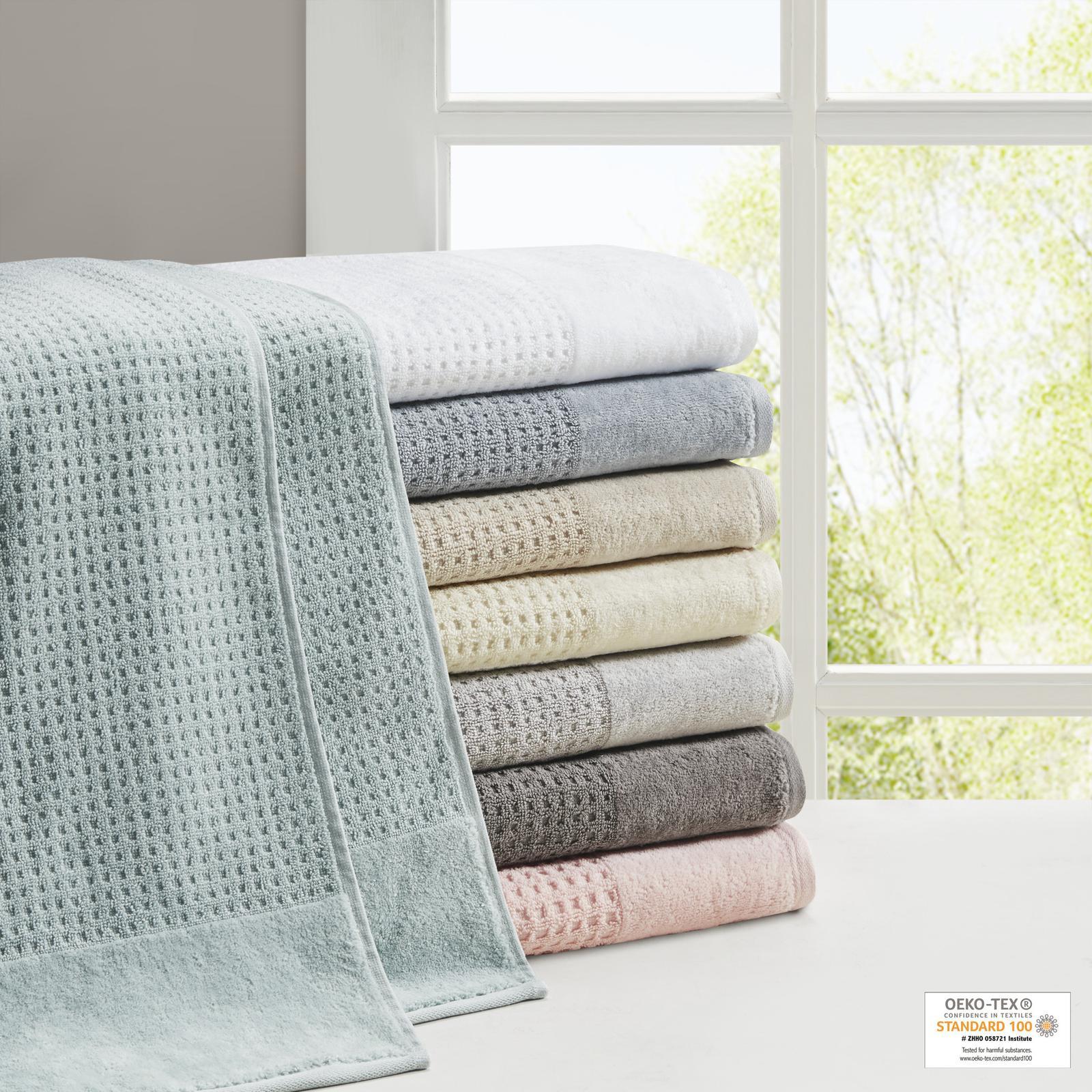 Spa Waffle Cotton Jacquard 6-Piece Towel Set 10 Spa Waffle Cotton Jacquard 6-Piece Towel Set