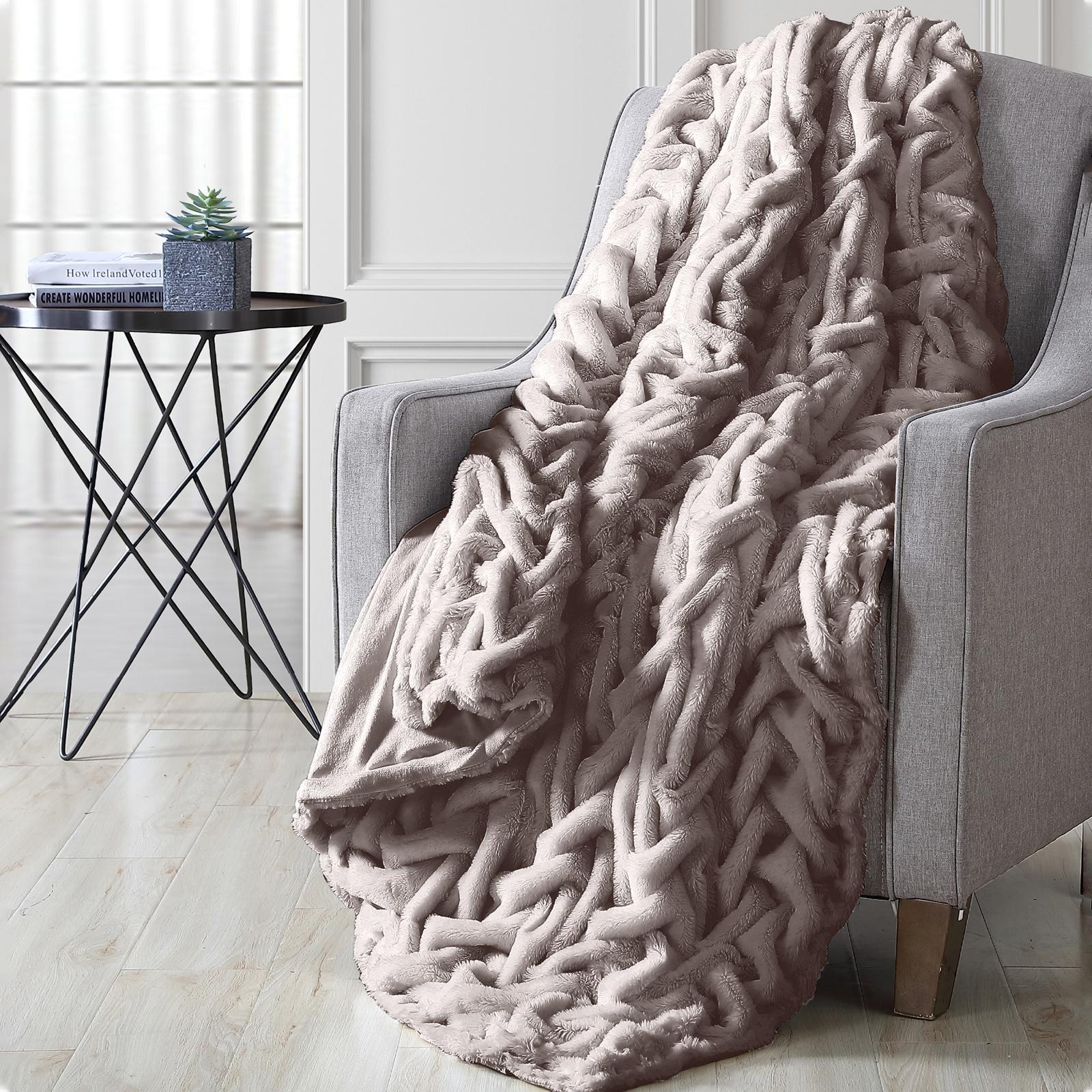 Luxury Solid Braided Faux Fur Throw 13 Luxury Solid Braided Faux Fur Throw