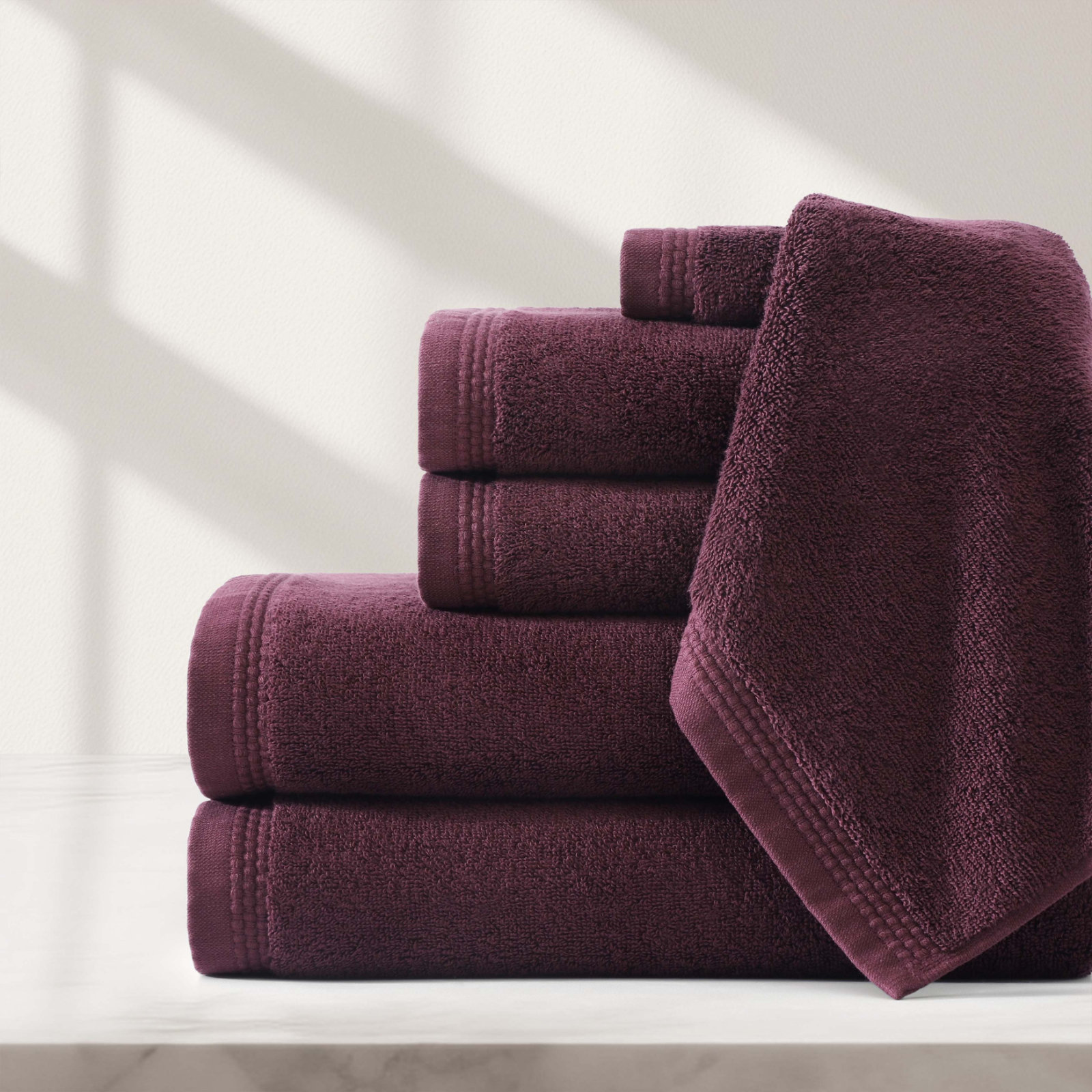 Egyptian Cotton 6-Piece Soft Border Towel Set 12 Egyptian Cotton 6-Piece Soft Border Towel Set
