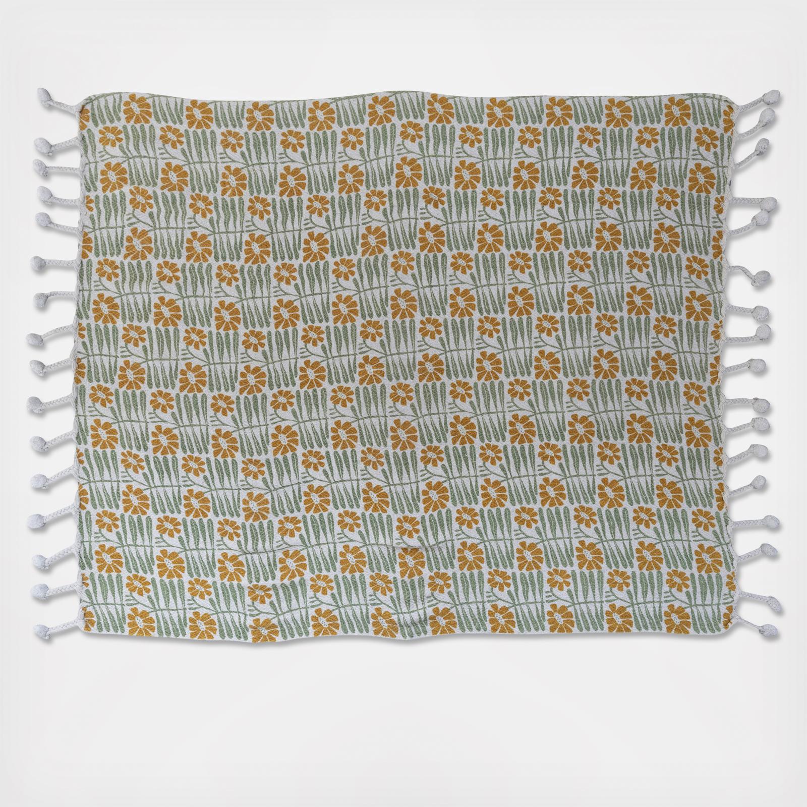 Recycled Cotton Blend Floral Throw Blanket 3 Recycled Cotton Blend Floral Throw Blanket