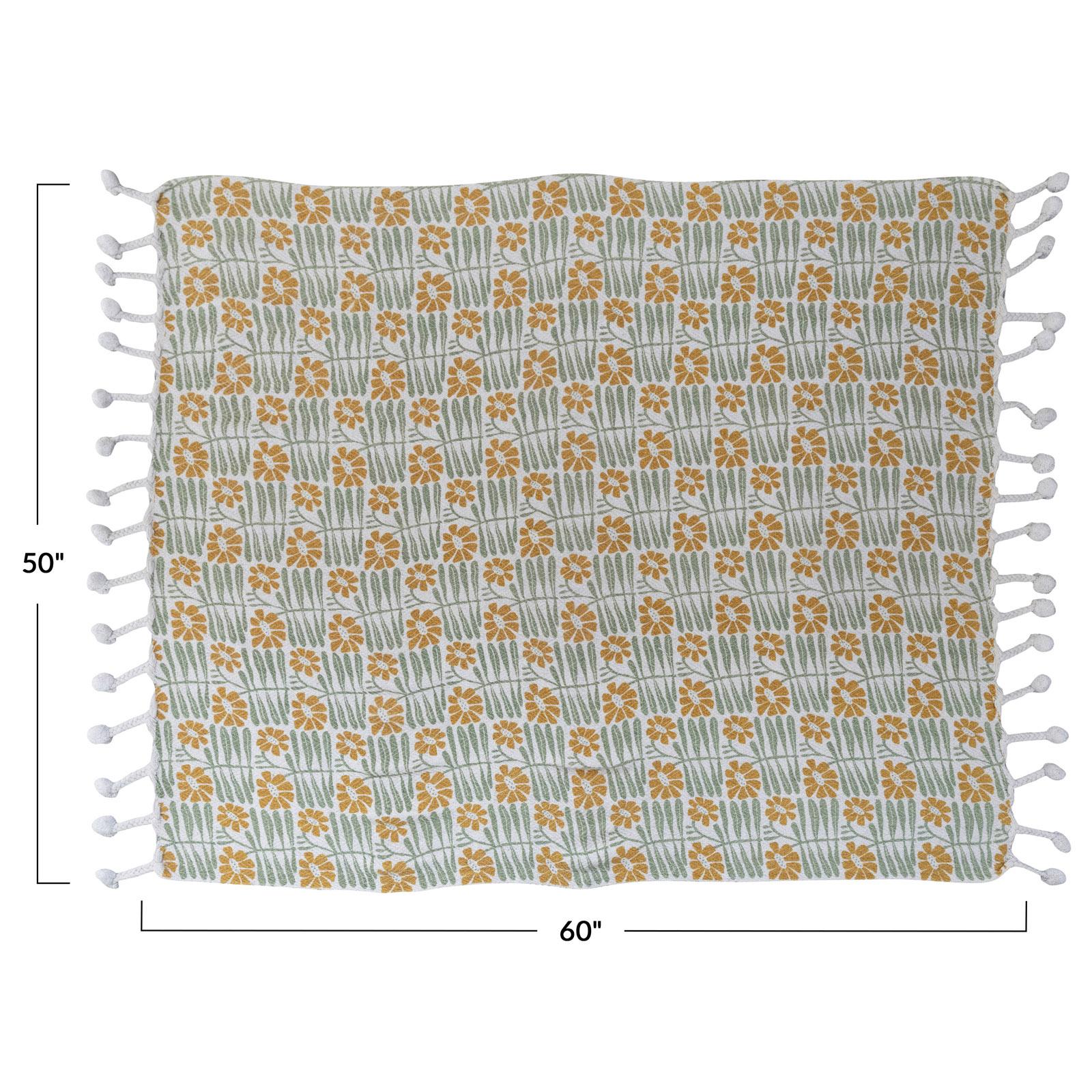 Recycled Cotton Blend Floral Throw Blanket 4 Recycled Cotton Blend Floral Throw Blanket