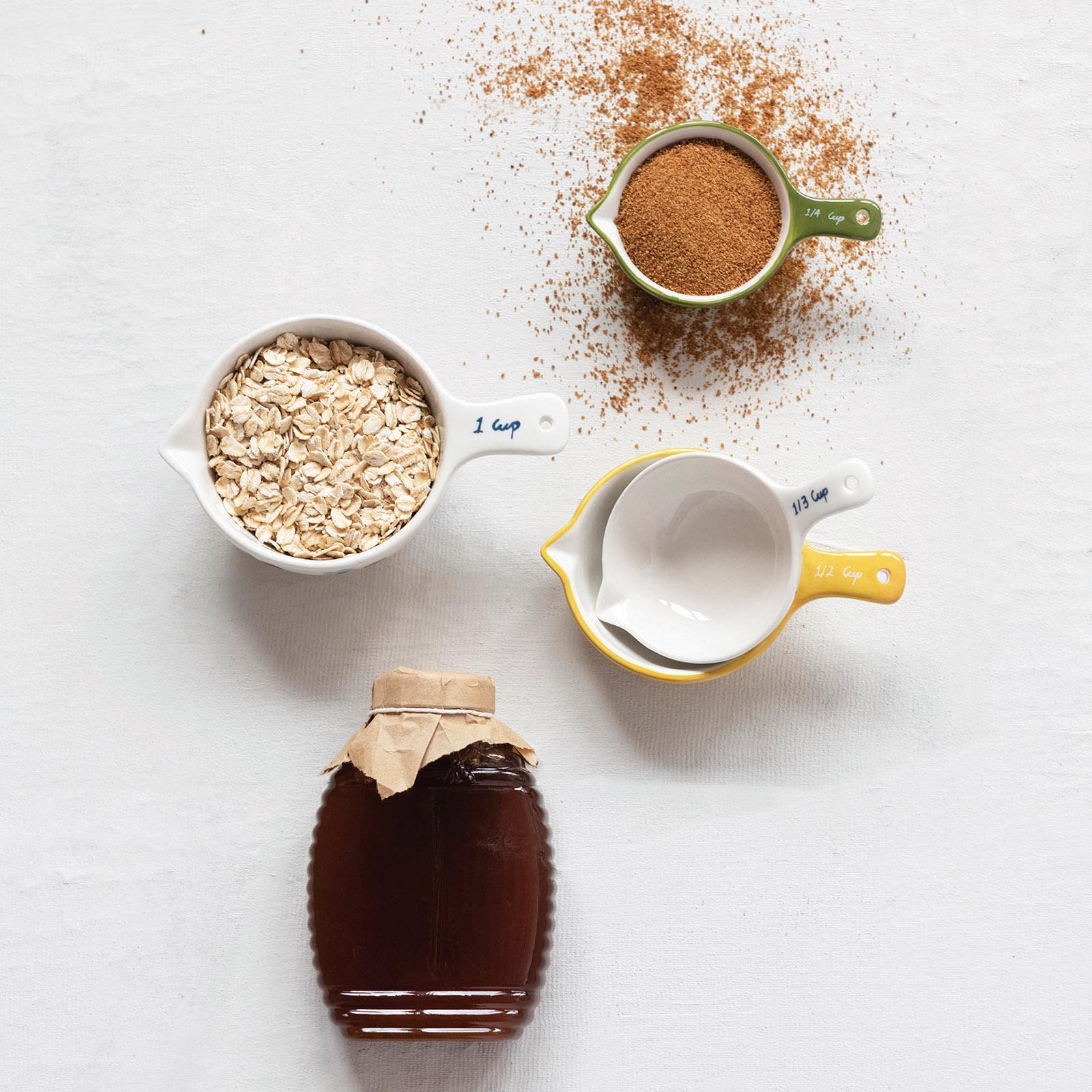 4-Piece Hand-Painted Stoneware Measuring Cup 3 4-Piece Hand-Painted Stoneware Measuring Cup
