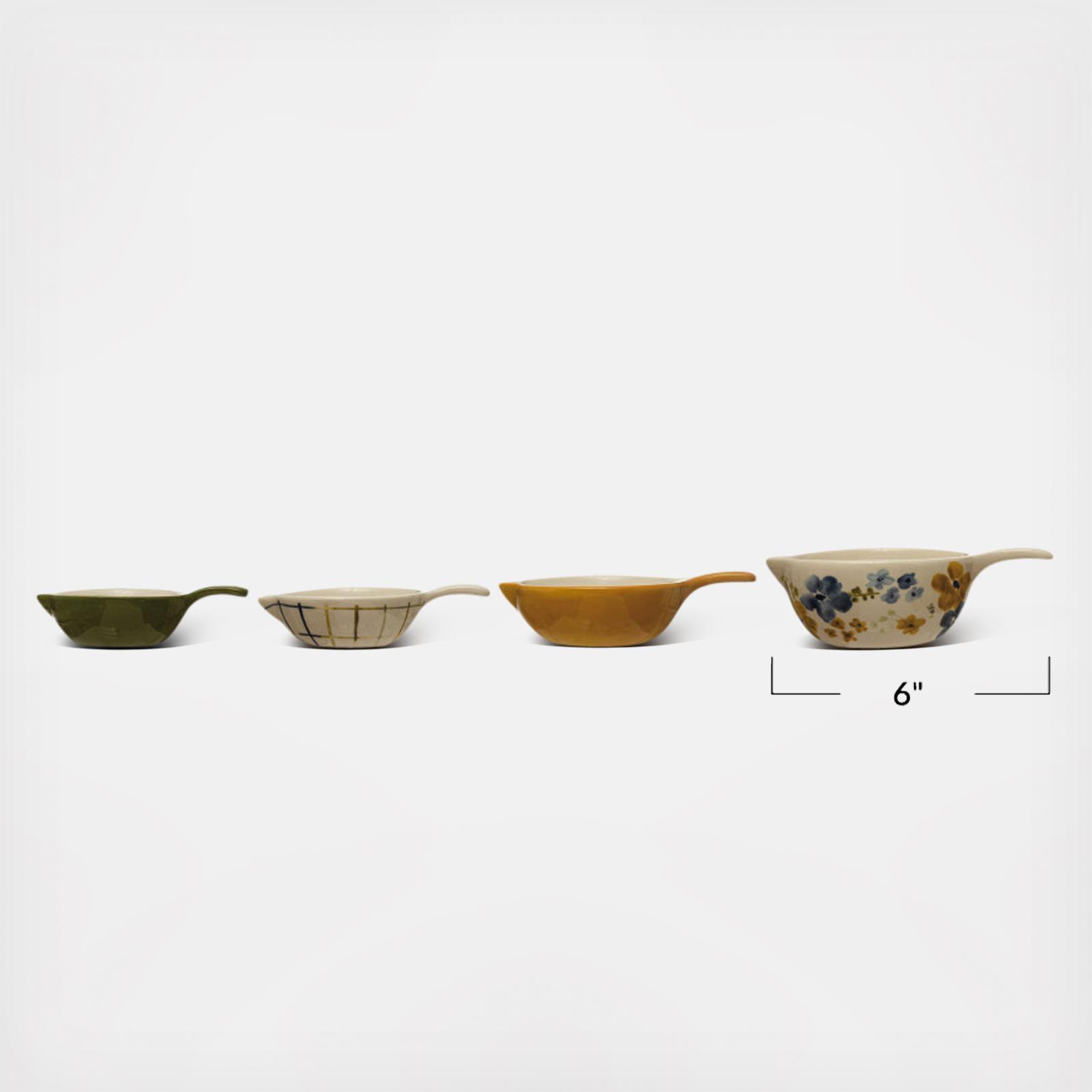 4-Piece Hand-Painted Stoneware Measuring Cup 5 4-Piece Hand-Painted Stoneware Measuring Cup