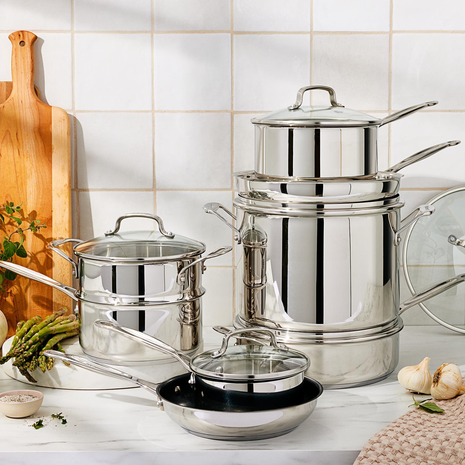 Chef's Classic Stainless 14-Piece Cookware Essentials Set 77-14N 16 Chef's Classic Stainless 14-Piece Cookware Essentials Set 77-14N