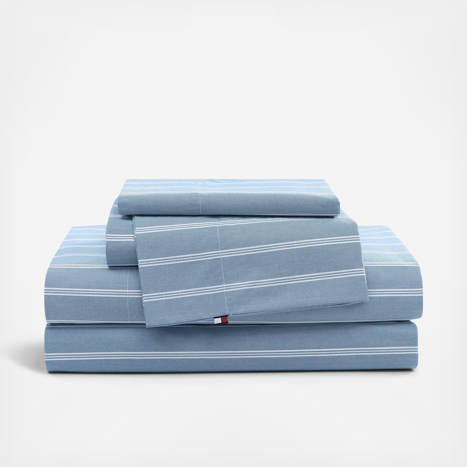 Effortless Stripe Cotton Percale 4-Piece Sheet Set