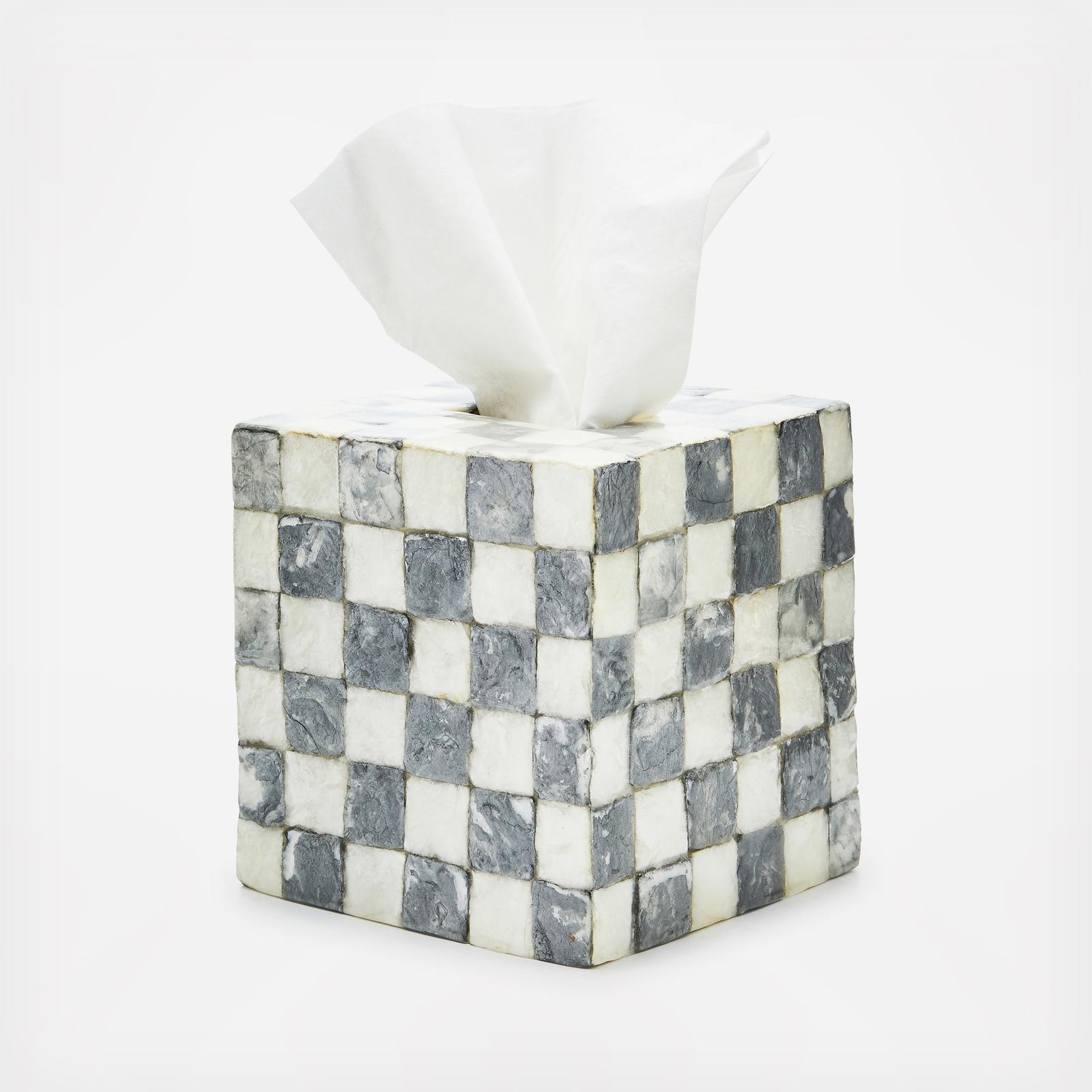 Sterling Check Capiz Boutique Tissue Box Cover 7 Sterling Check Capiz Boutique Tissue Box Cover