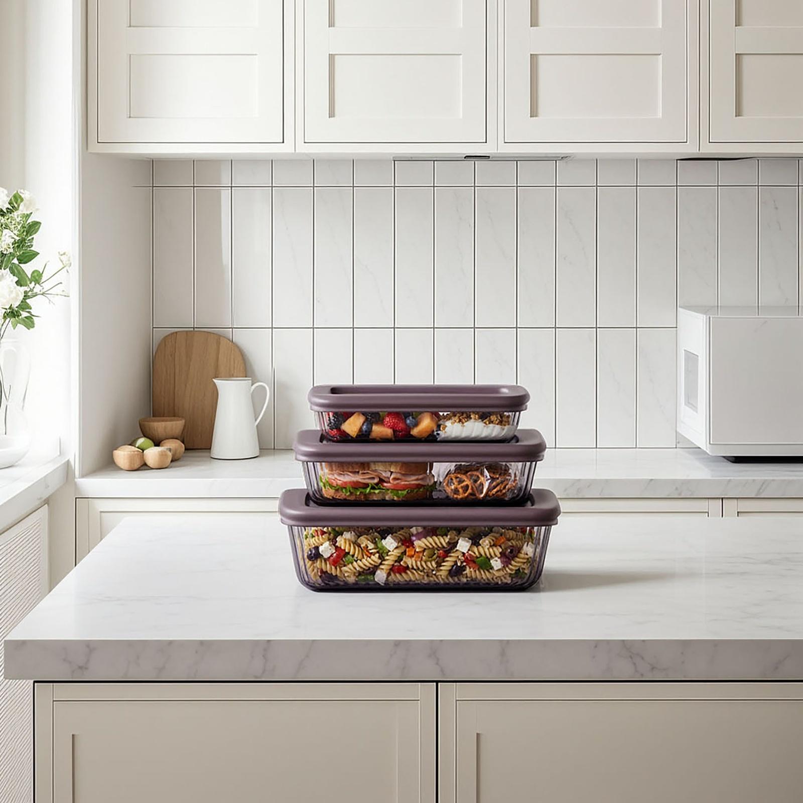 6-Piece Stripe-Tinted Glass Container Set 17 6-Piece Stripe-Tinted Glass Container Set