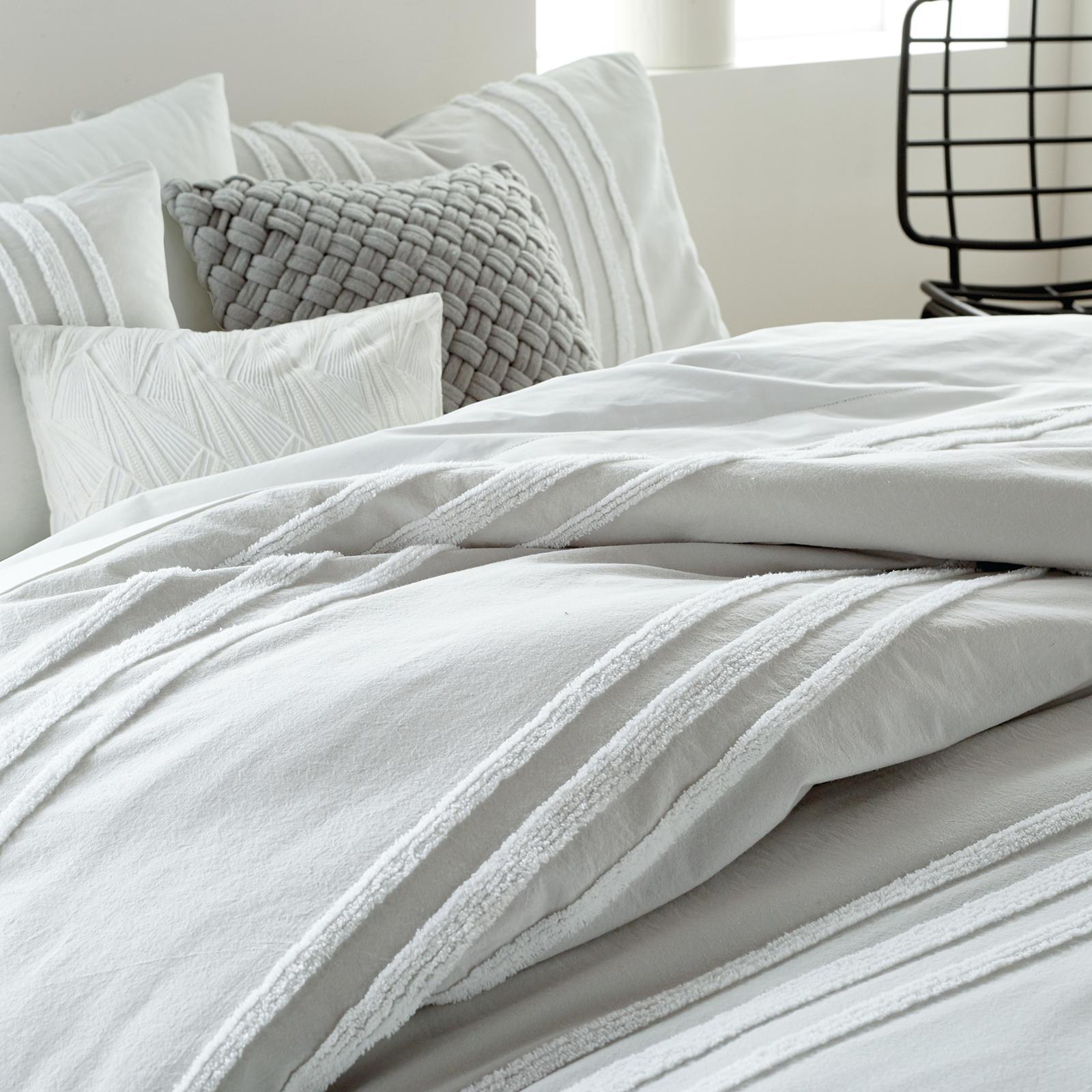 Chenille Stripe Cotton 3-Piece Comforter Set 2 Chenille Stripe Cotton 3-Piece Comforter Set