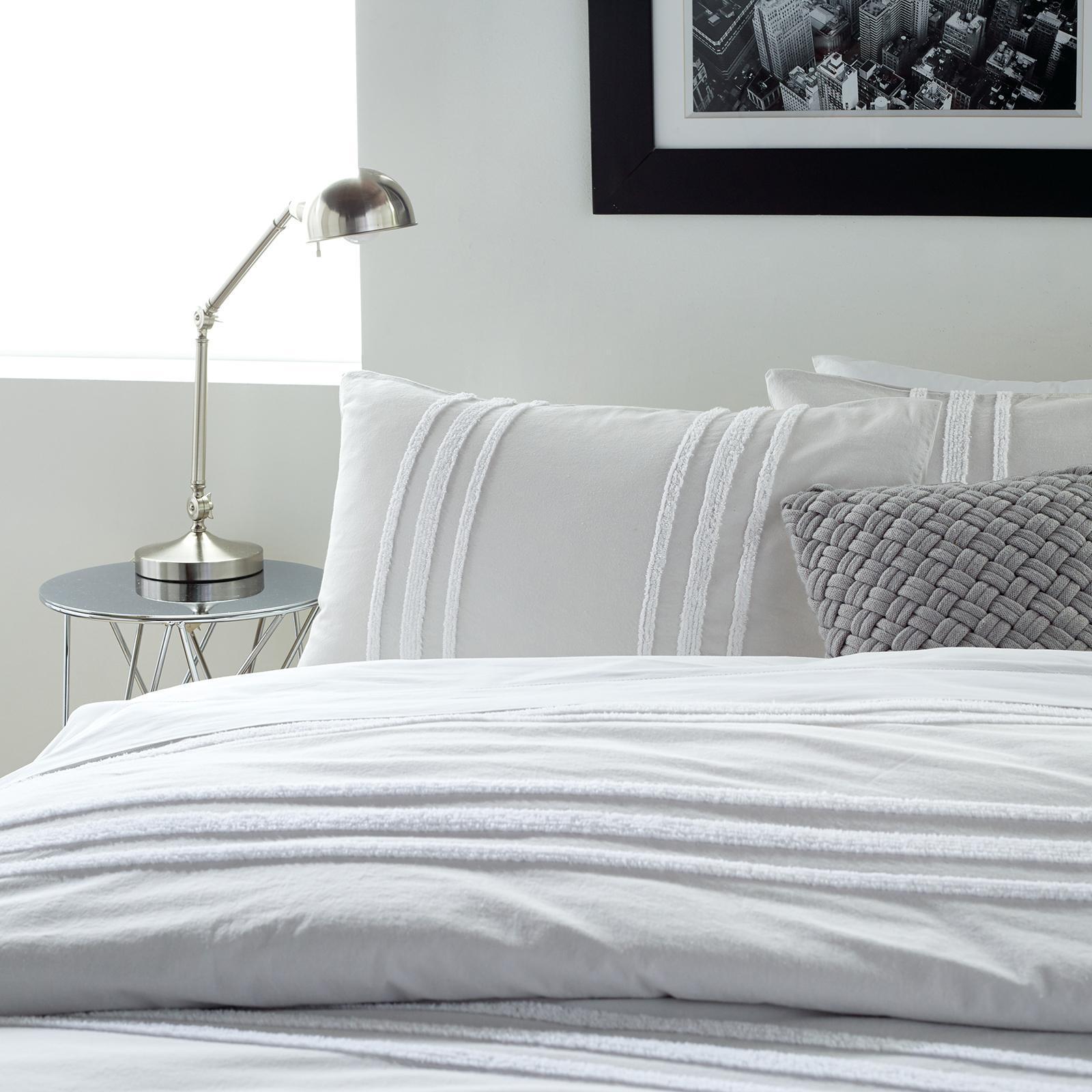 Chenille Stripe Cotton 3-Piece Comforter Set 3 Chenille Stripe Cotton 3-Piece Comforter Set