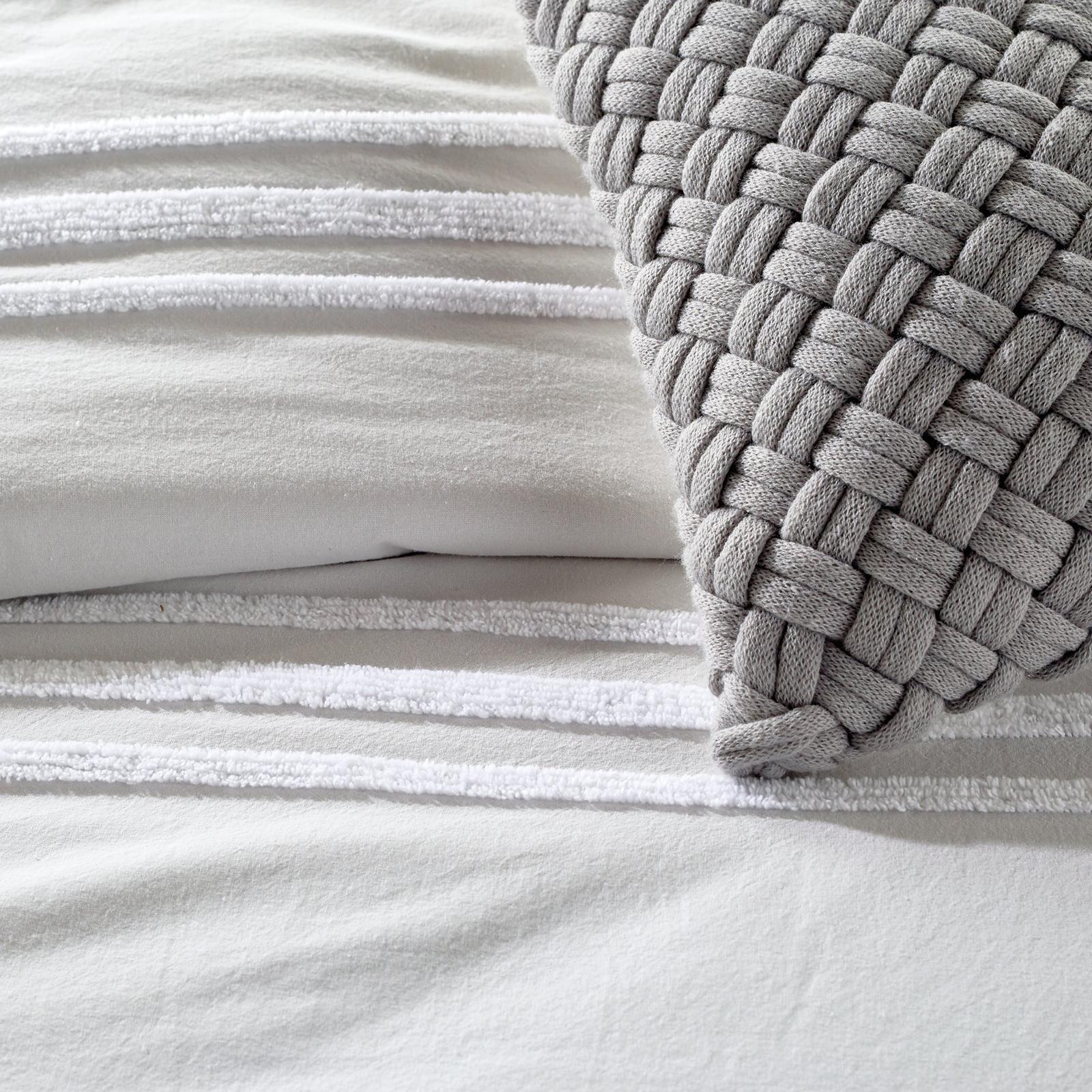 Chenille Stripe Cotton 3-Piece Comforter Set 7 Chenille Stripe Cotton 3-Piece Comforter Set