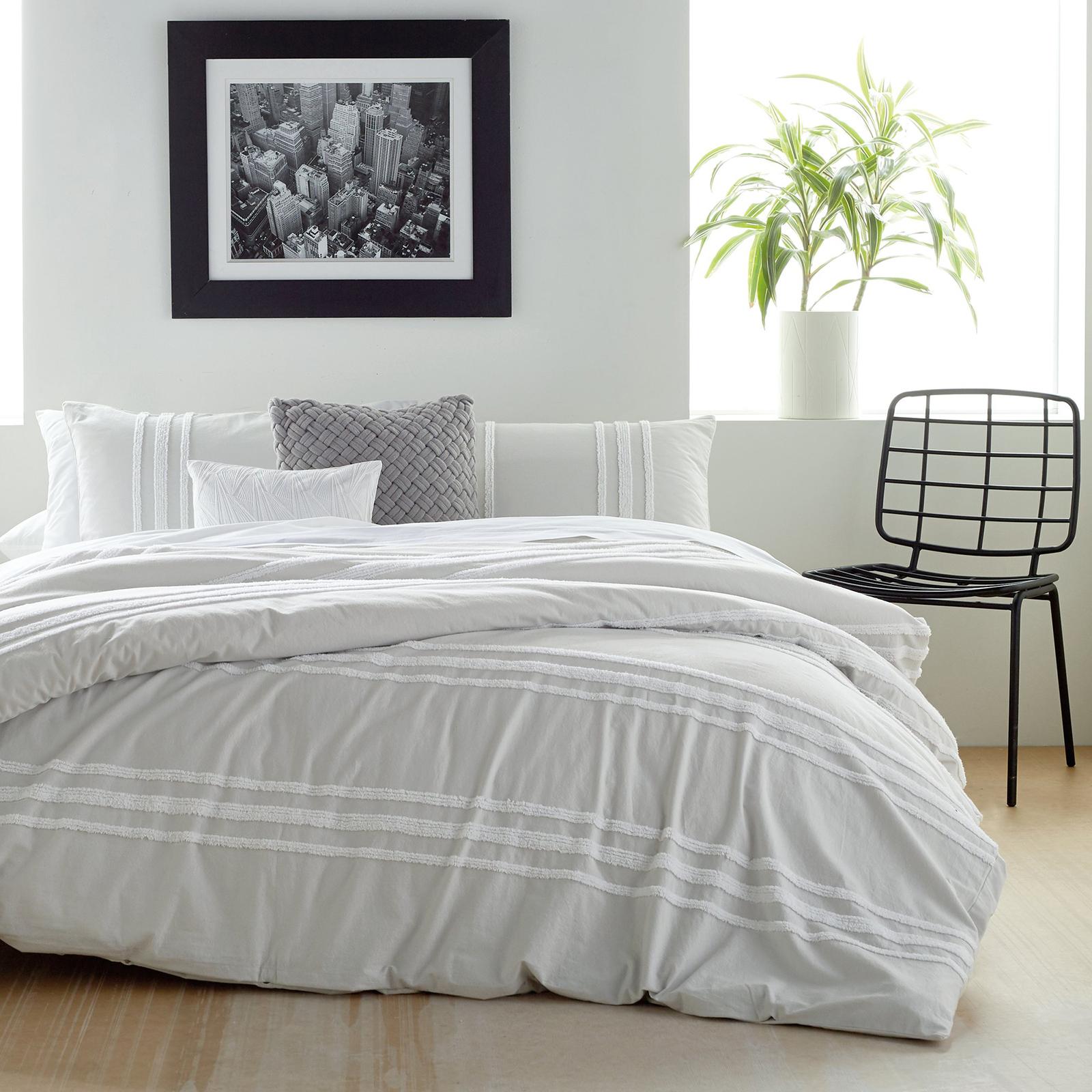 Chenille Stripe Cotton 3-Piece Comforter Set 8 Chenille Stripe Cotton 3-Piece Comforter Set