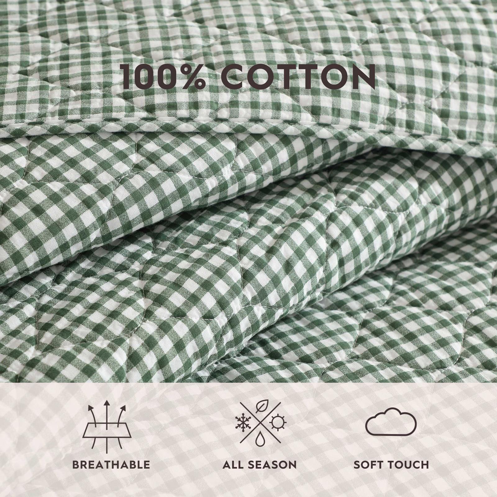Gracies Gingham Cotton 3-Piece Quilt Set 4 Gracies Gingham Cotton 3-Piece Quilt Set