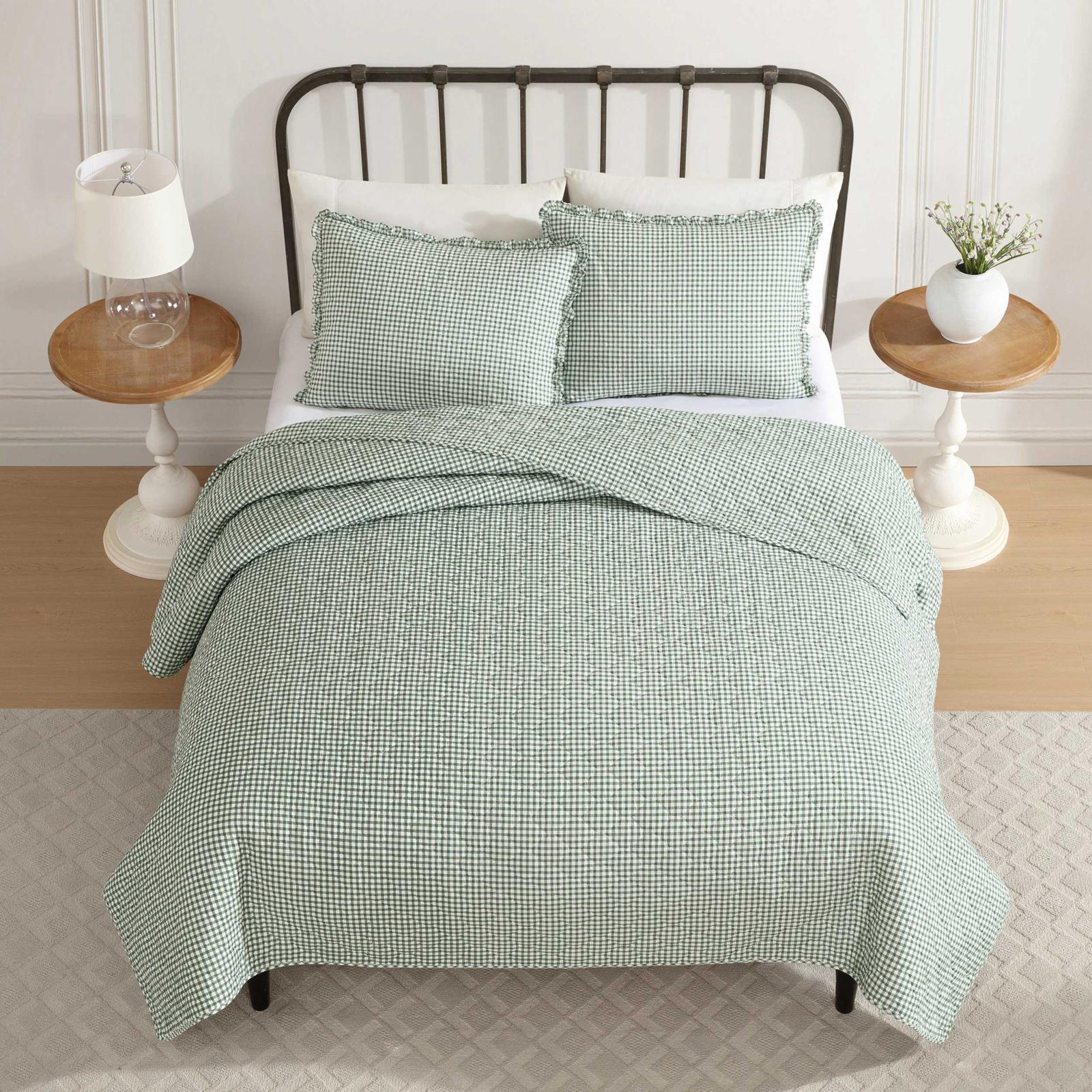 Gracies Gingham Cotton 3-Piece Quilt Set 7 Gracies Gingham Cotton 3-Piece Quilt Set