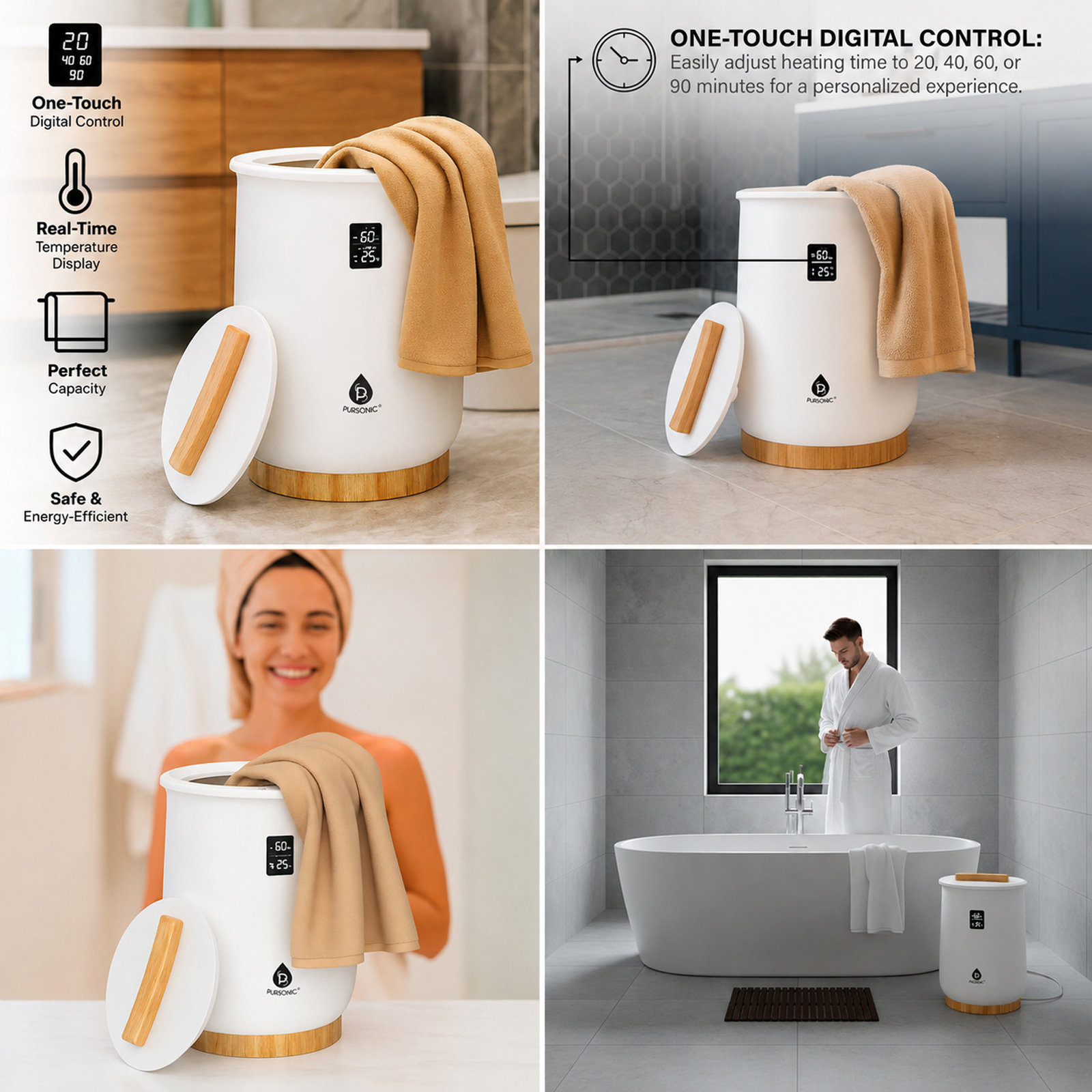 Luxury Towel Warmer with One-Touch Digital Control Panel