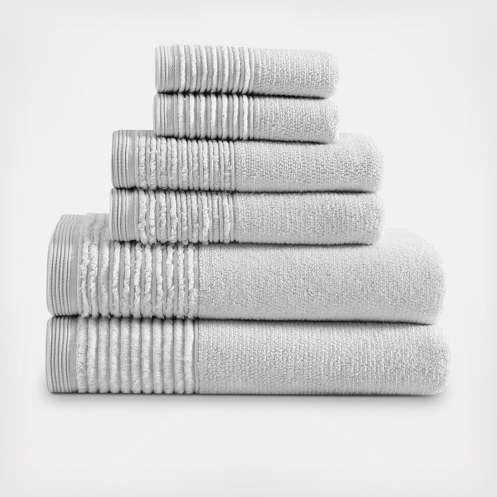 Sculpted Pleat Solid 6-Piece Towel Set 1 Sculpted Pleat Solid 6-Piece Towel Set