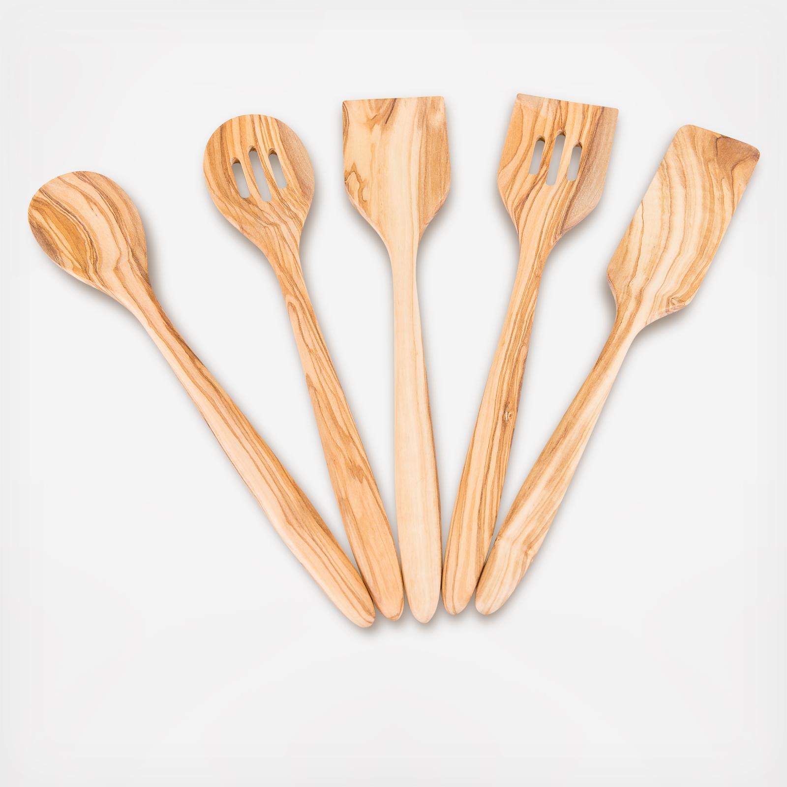 Olive Wood 5-Piece Kitchen Tool Set 2 Olive Wood 5-Piece Kitchen Tool Set
