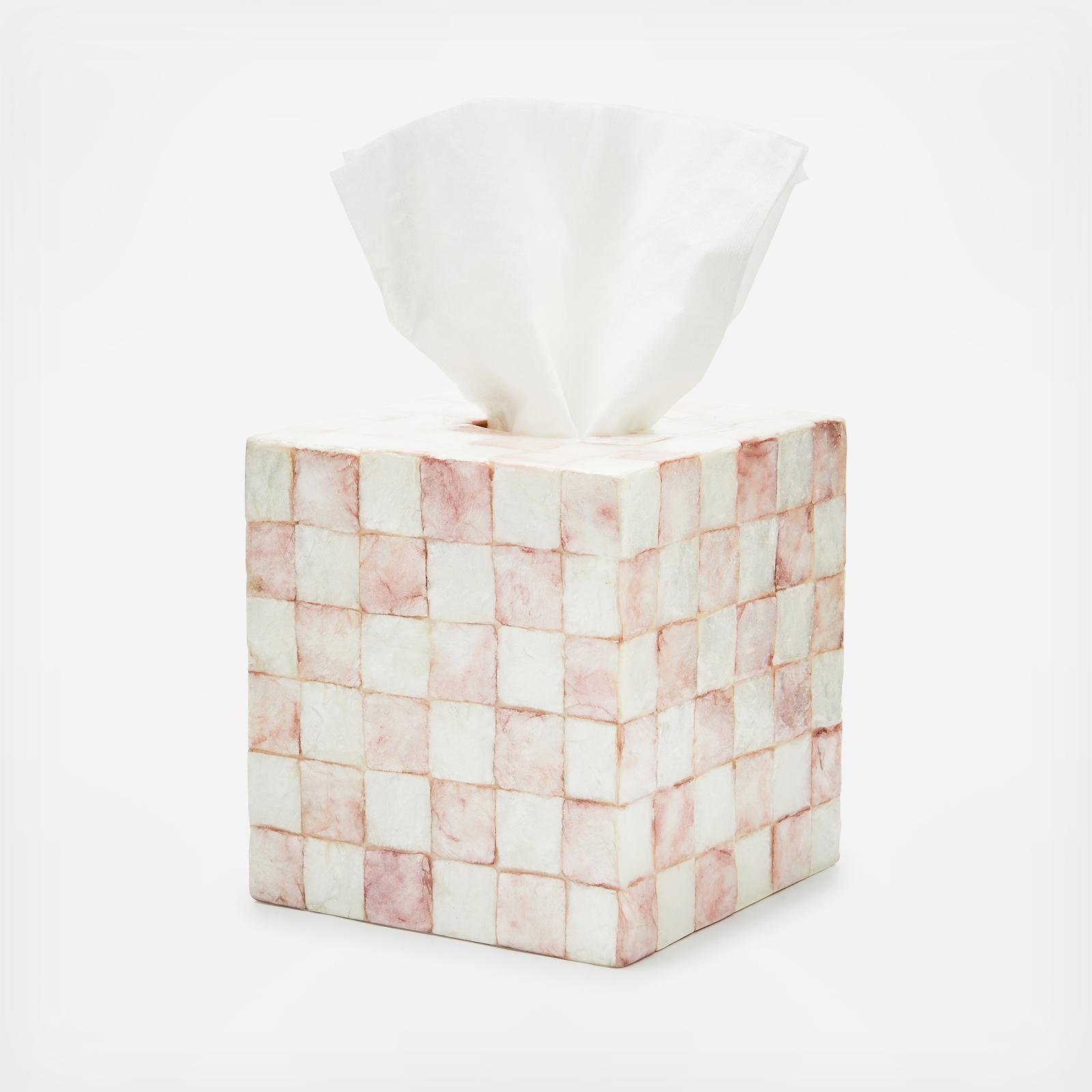 Rosy Check Capiz Boutique Tissue Box Cover 1 Rosy Check Capiz Boutique Tissue Box Cover