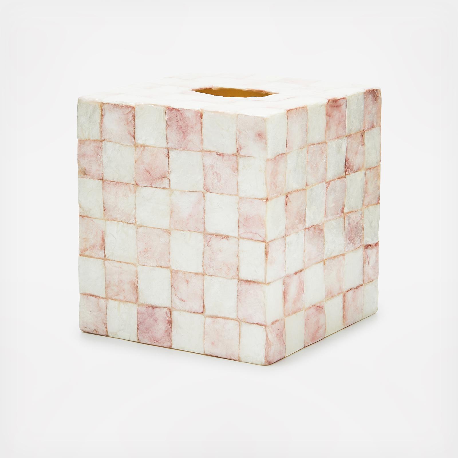 Rosy Check Capiz Boutique Tissue Box Cover 2 Rosy Check Capiz Boutique Tissue Box Cover