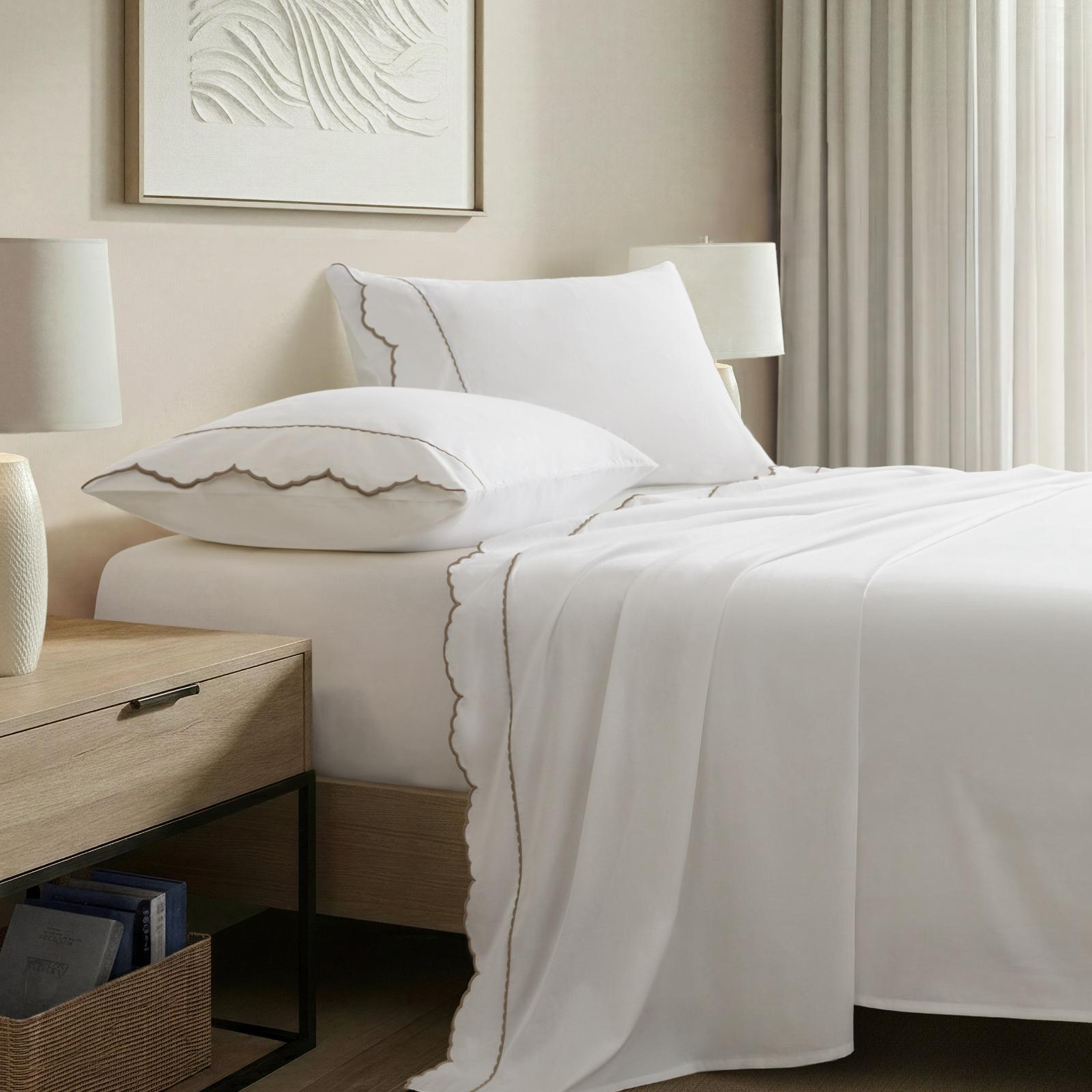 Brielle Scalloped Edge 4-Piece Sheet Set 1 Brielle Scalloped Edge 4-Piece Sheet Set