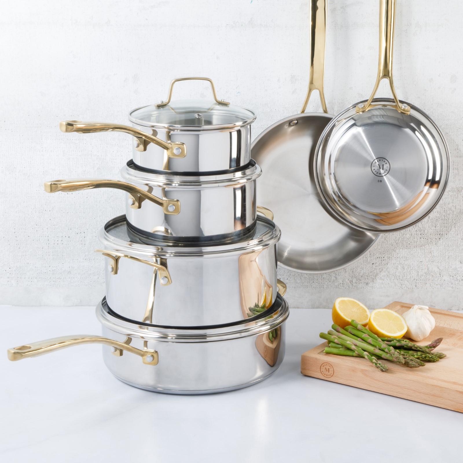 Castelle 10-Piece Cookware Set with Golden Handle 1 Castelle 10-Piece Cookware Set with Golden Handle