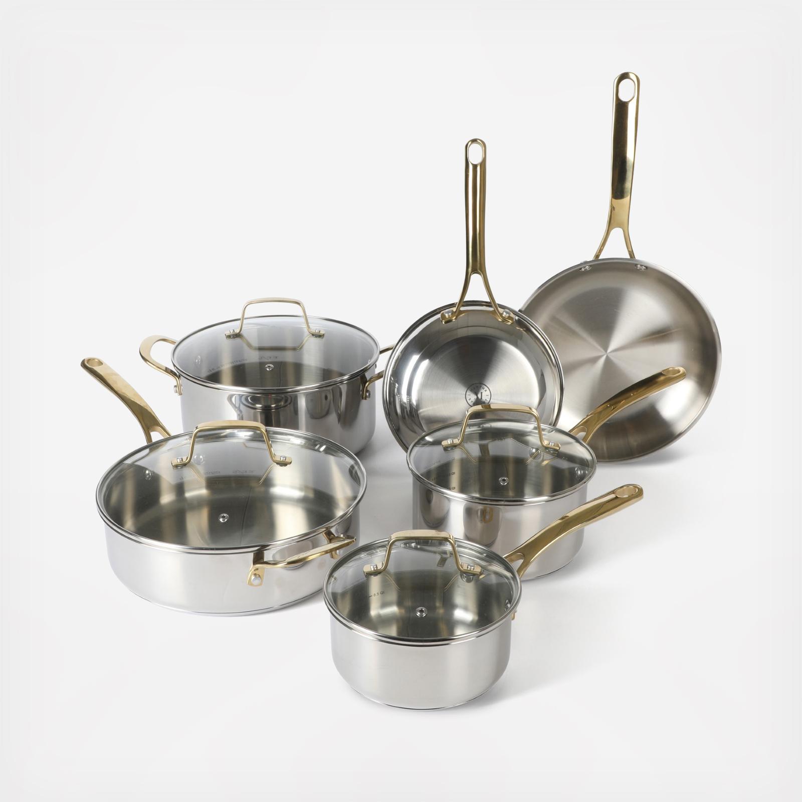 Castelle 10-Piece Cookware Set with Golden Handle 2 Castelle 10-Piece Cookware Set with Golden Handle