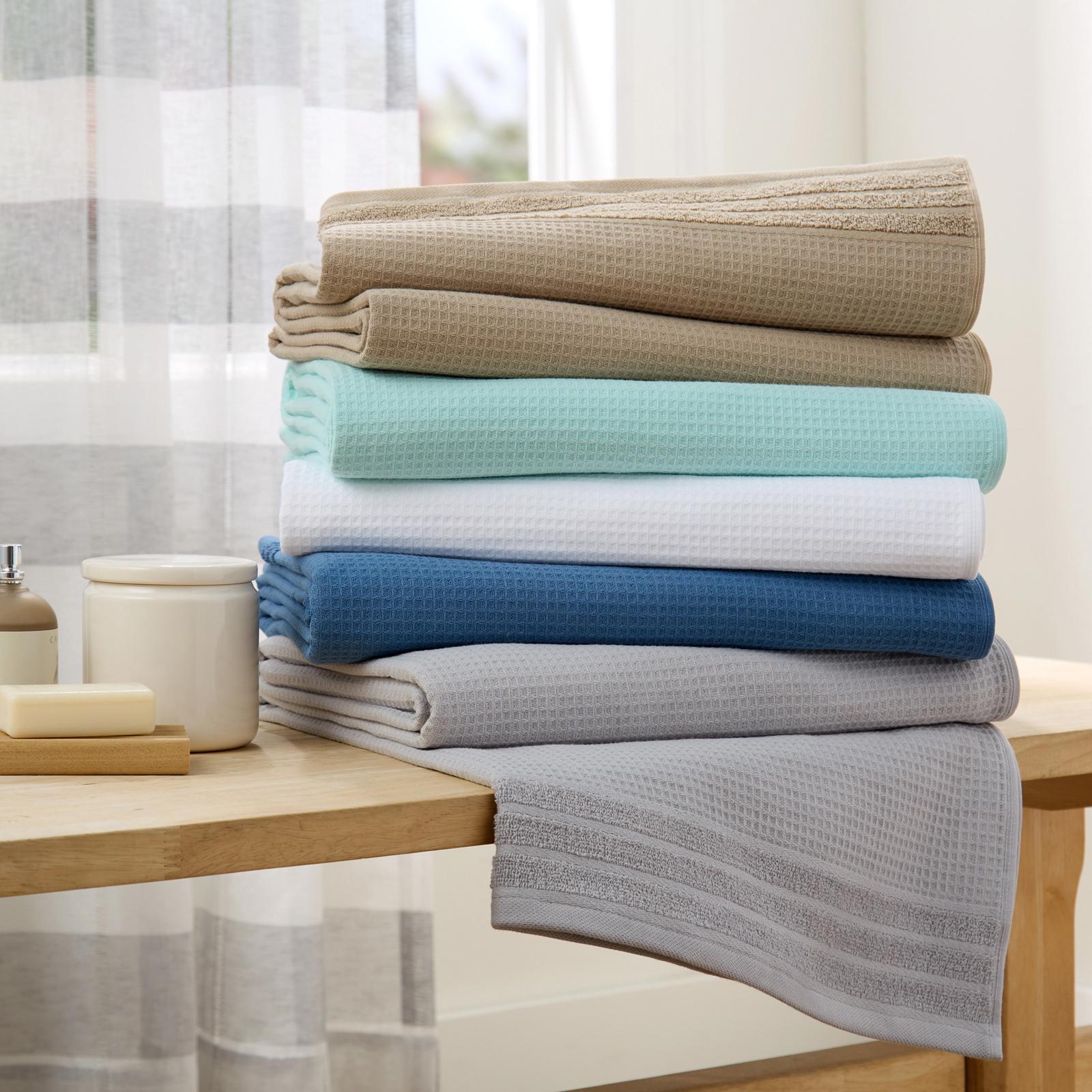 Basics Waffle Woven Terry Bath Towel, Set of 4 5 Basics Waffle Woven Terry Bath Towel, Set of 4