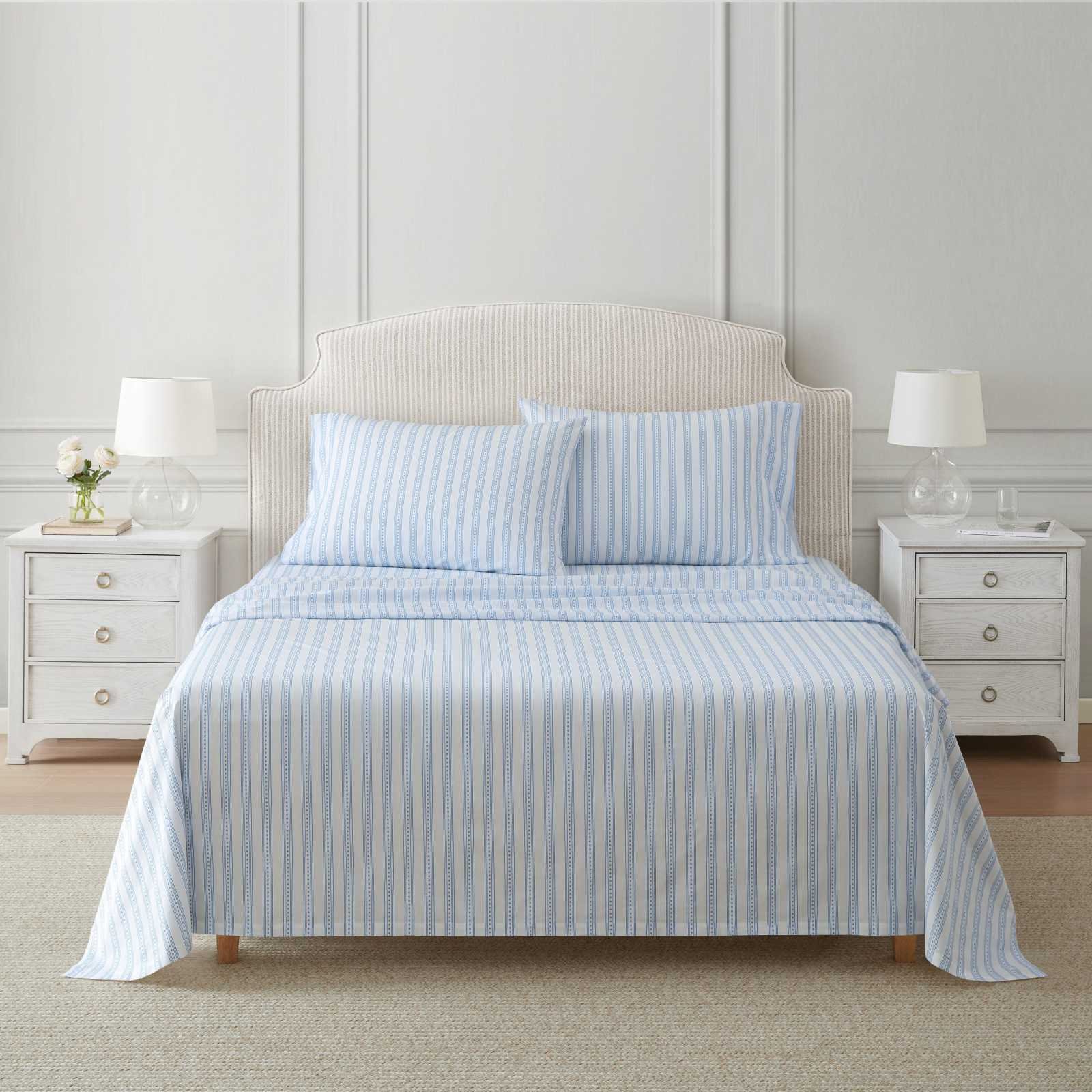 Francesca Stripe Cotton Percale 4-Piece Sheet Set 9 Francesca Stripe Cotton Percale 4-Piece Sheet Set