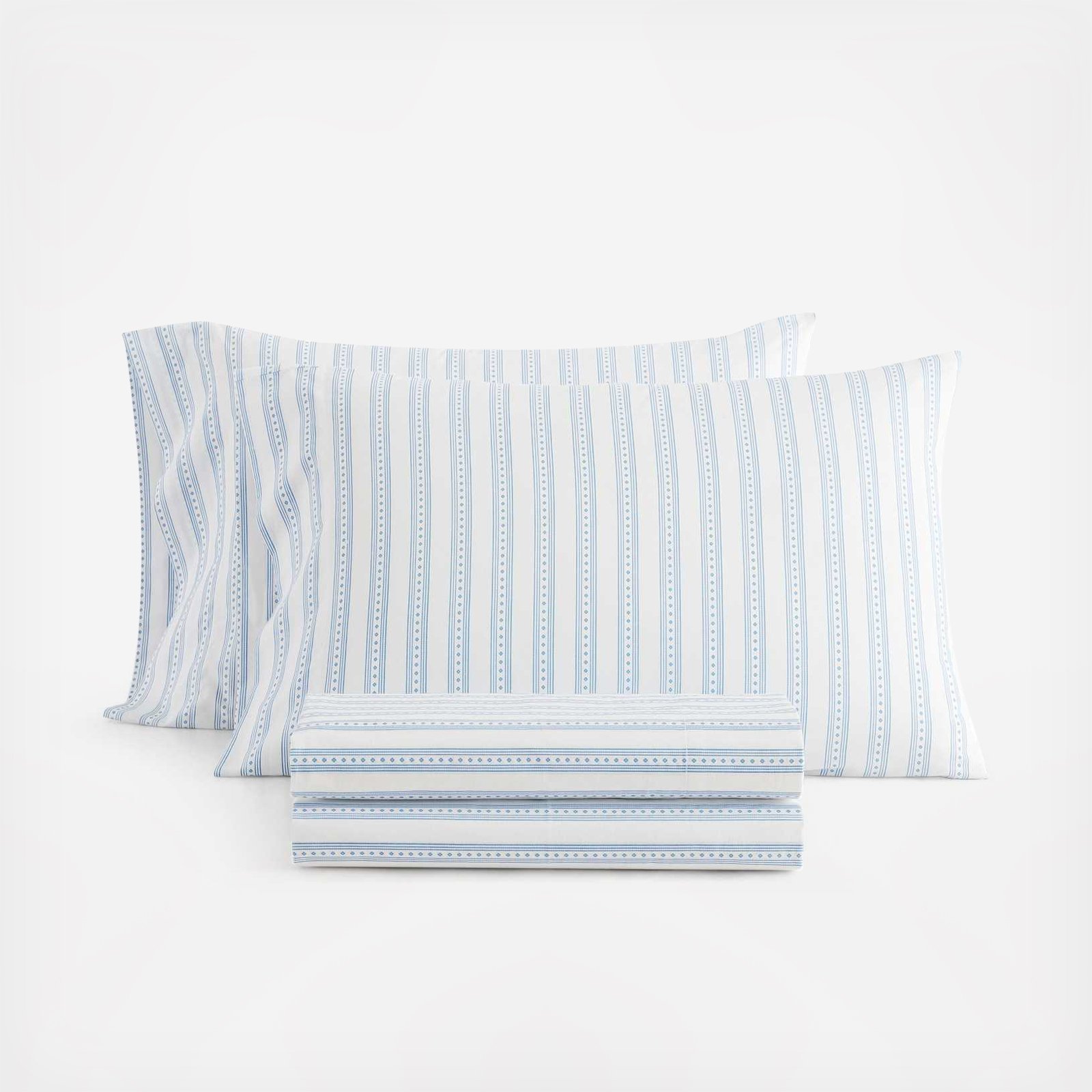Francesca Stripe Cotton Percale 4-Piece Sheet Set