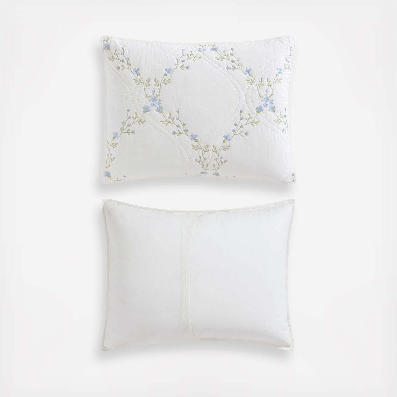 Floral Embroidery Cotton 3-Piece Reversible Quilt Set 3 Floral Embroidery Cotton 3-Piece Reversible Quilt Set