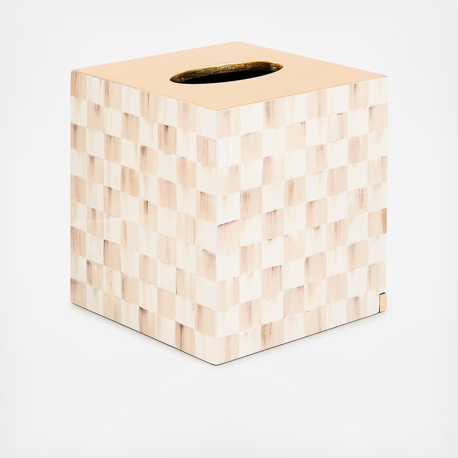 Mocha Check Glass Boutique Tissue Box Cover