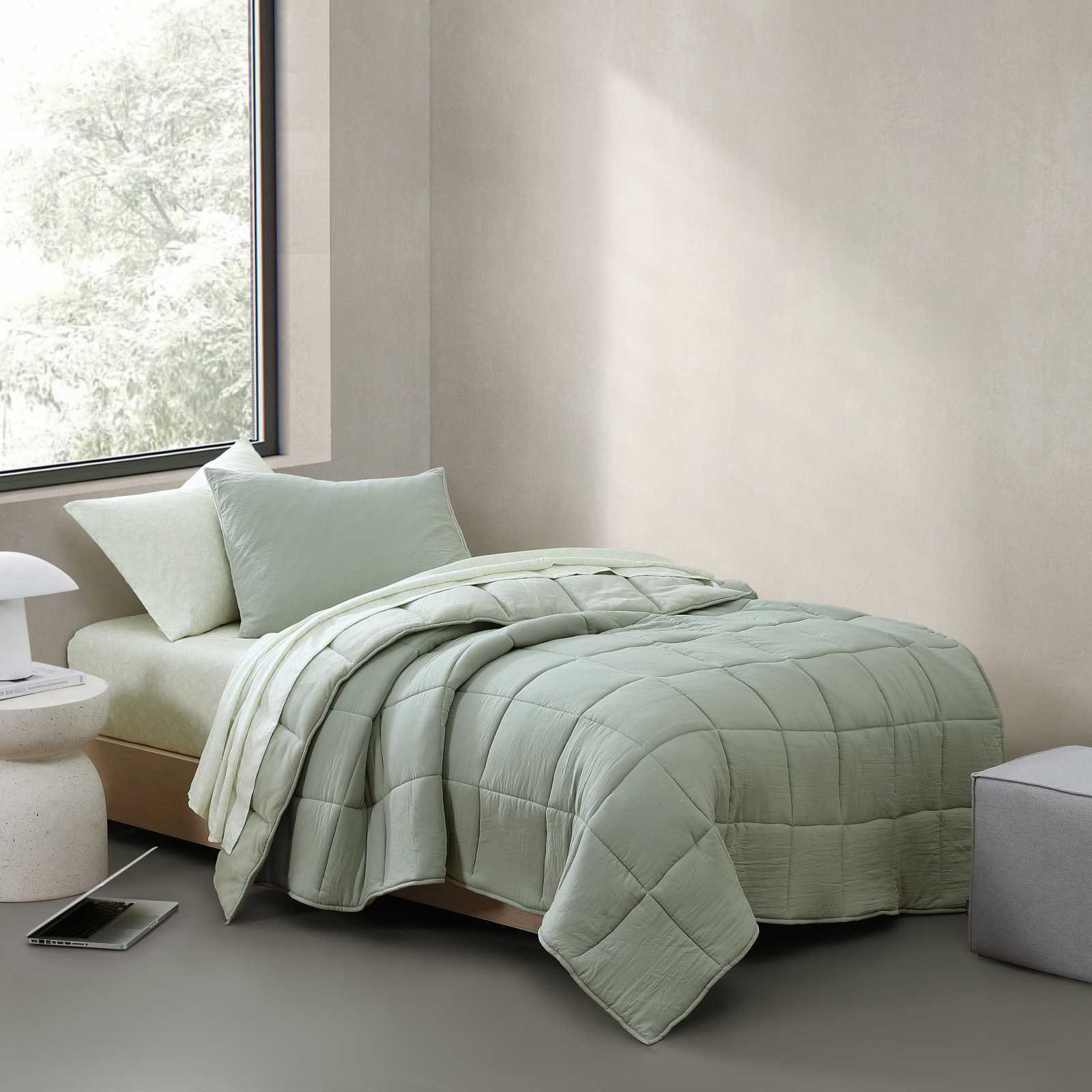 Reversible Plush Washed Microfiber 7-Piece Comforter Set