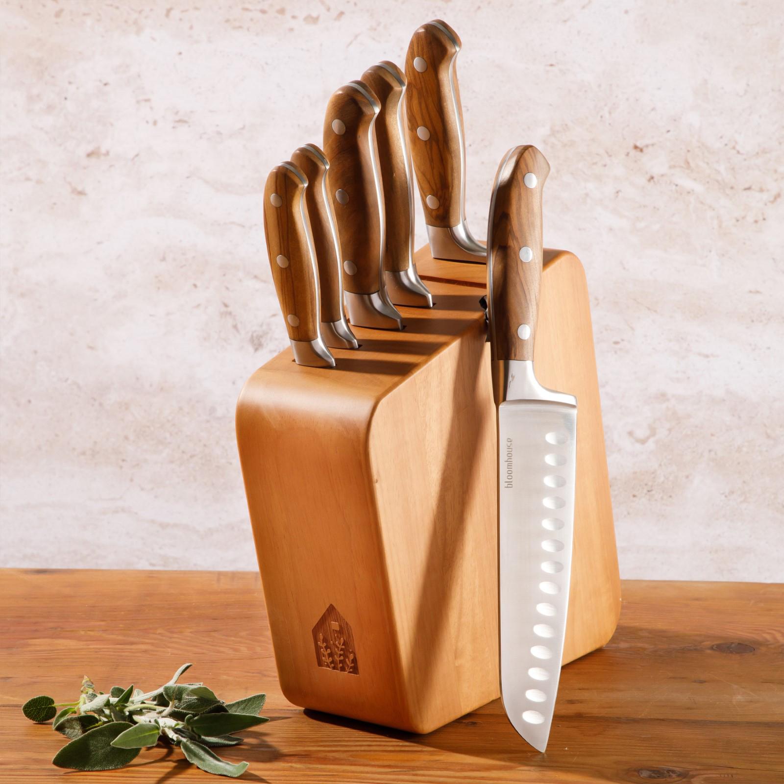 Italian Olive Wood 7-Piece Knife Block Set 9 Italian Olive Wood 7-Piece Knife Block Set
