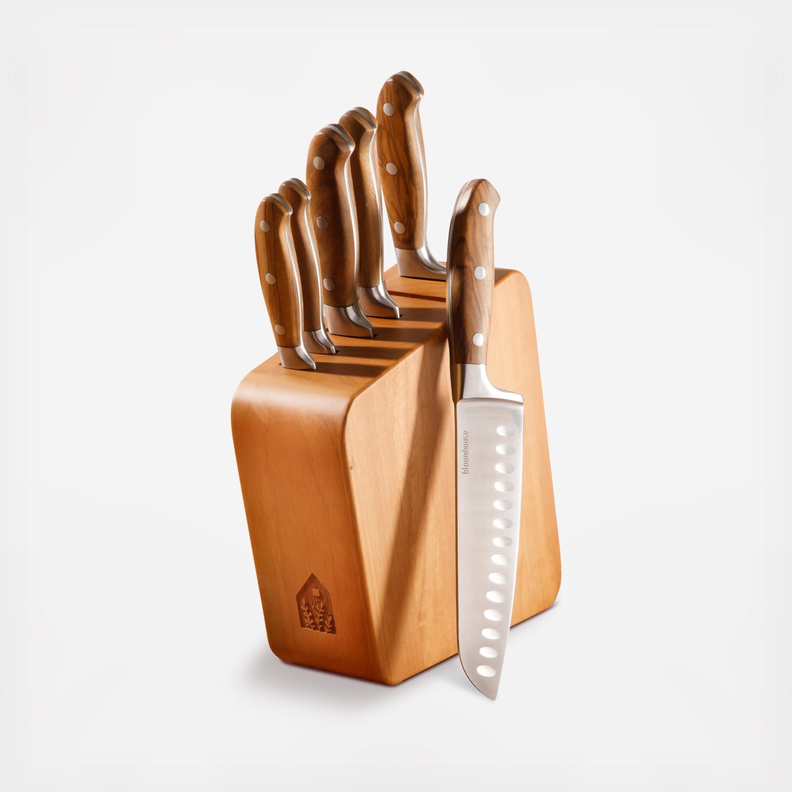 Italian Olive Wood 7-Piece Knife Block Set 5 Italian Olive Wood 7-Piece Knife Block Set