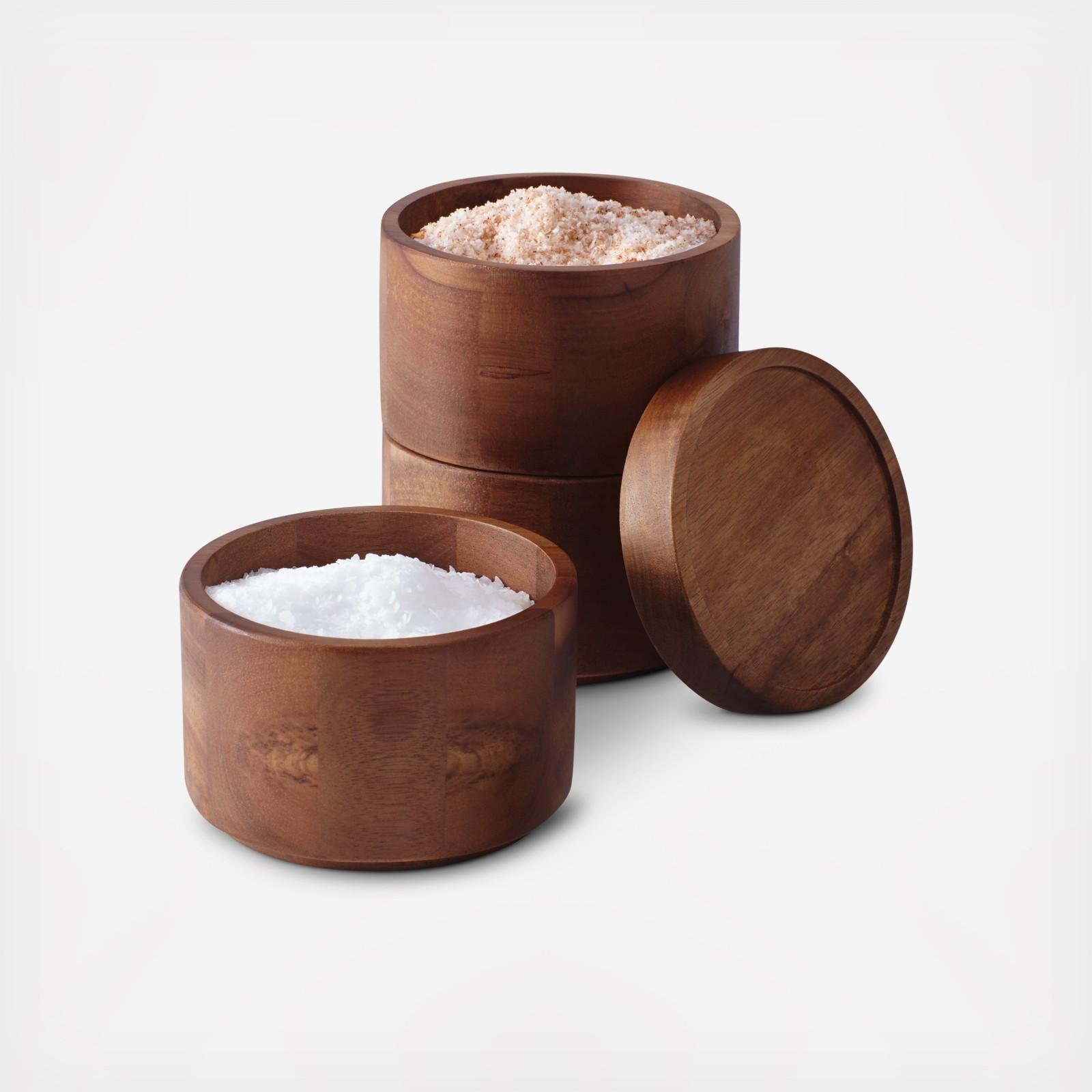 Cucina Acacia 3-Tier Stacking Salt Box 3 Cucina Acacia 3-Tier Stacking Salt Box